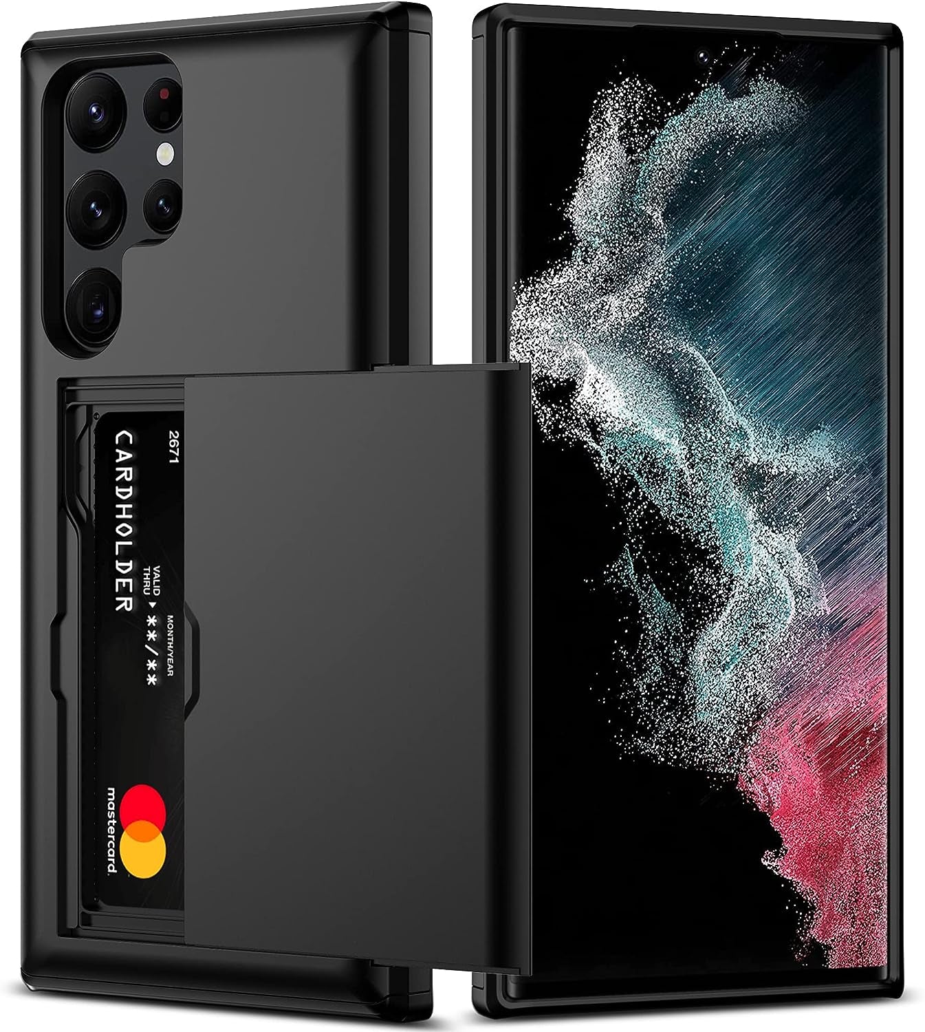 Nvollnoe for Samsung S22 Case with Card Holder 5G 6.1 Inch Slim Dual Layer Heavy Duty Protective Galaxy S22 Case Hidden Card Slot Wallet Case for Samsung S22(Rose Gold) Nvollnoe Black For Galaxy S22 Ultra-6.8''