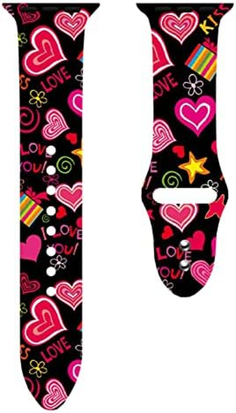 Valentine'S Day Gifts Sport Watch Band Compatible with Apple Watch 38Mm 40Mm 41Mm 42Mm 44Mm 45Mm for Women Men,Adjustable Replaceable Soft Silicone Smartwatch Straps for Iwatch Series SE 7 6 5 4 3 2 1 OHGOEHO