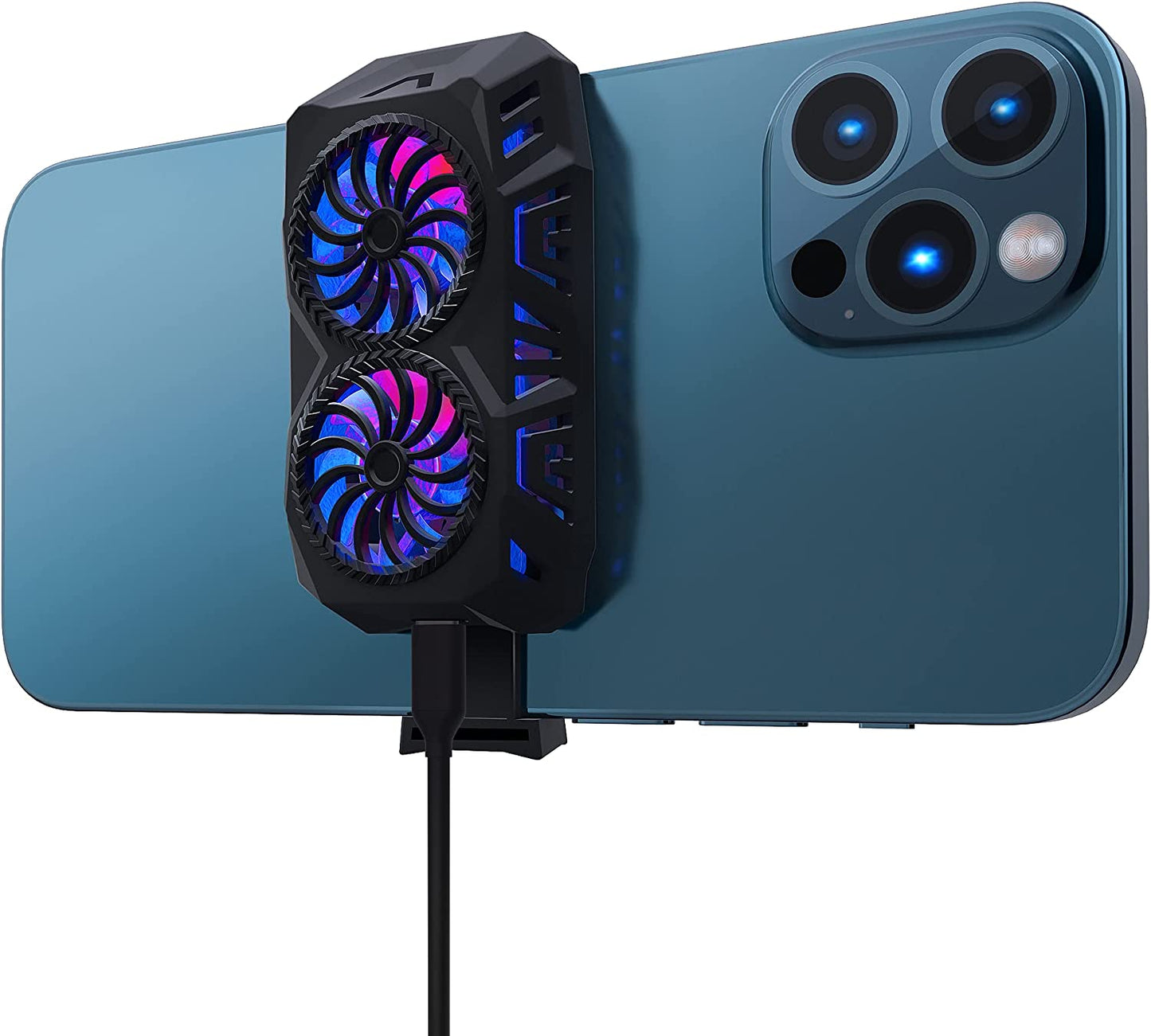 AIHOOR Phone Cooler with Dual Cooling Fan for Gaming, Compatible with Iphone & Android Smartphone (4.5 to 7 In), White AIHOOR Midnight Black