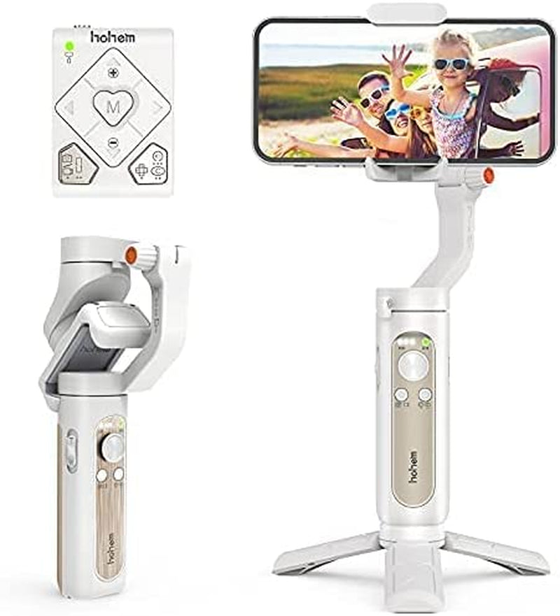 Hohem Isteady X2 Gimbal Stabilizer for Smartphone, 3-Axis Phone Gimbal with Remote Control, Foldable and Portable Stabilizer for Iphone & Android, Phone Stabilizer for Video Recording Youtube Tiktok hohem White gimbal stabilizer