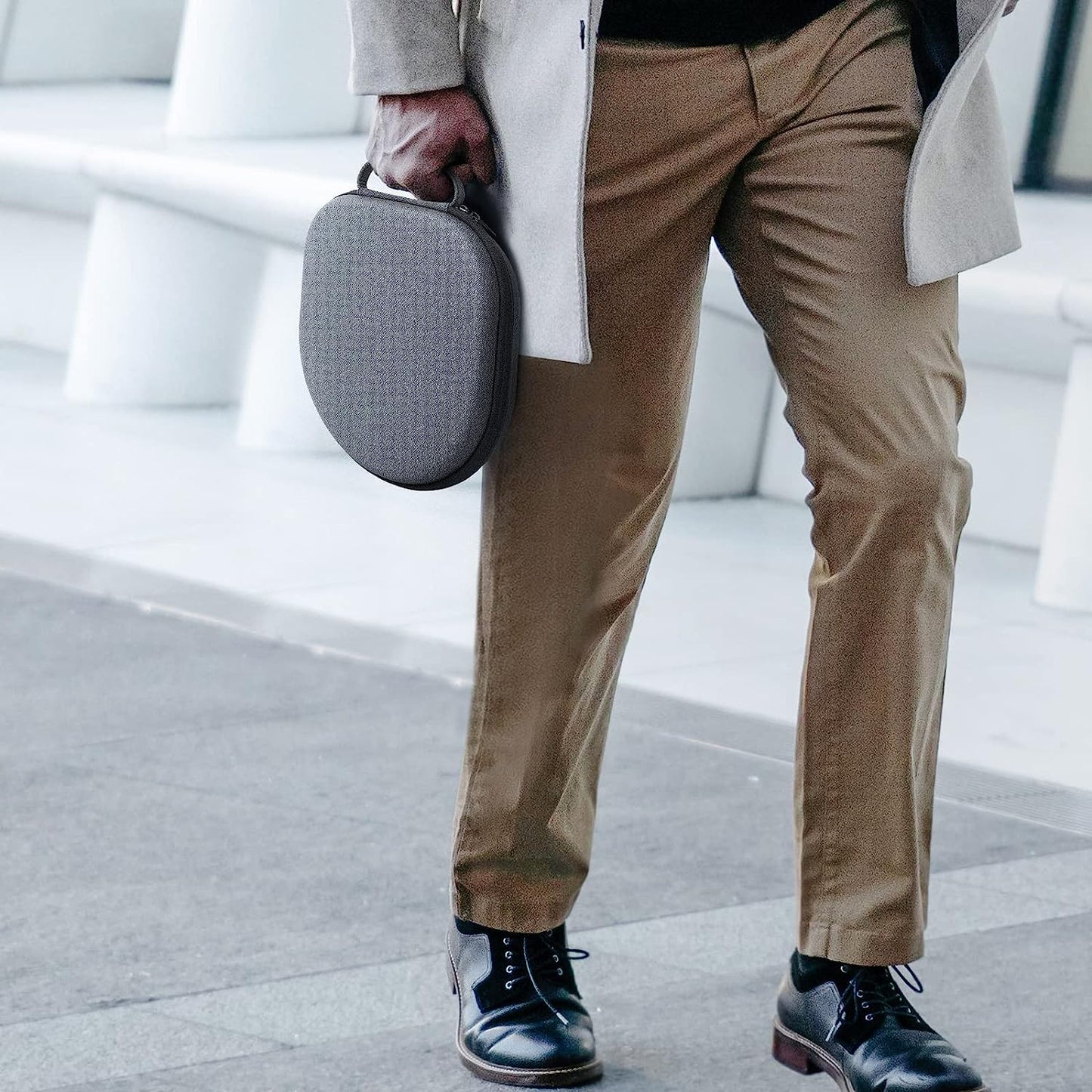 Yinke Smart Case for New Apple Airpods Max Supports Sleep Mode, Hard Organizer Portable Carry Travel Cover Storage Bag (Dark Grey-Twill) Yinke