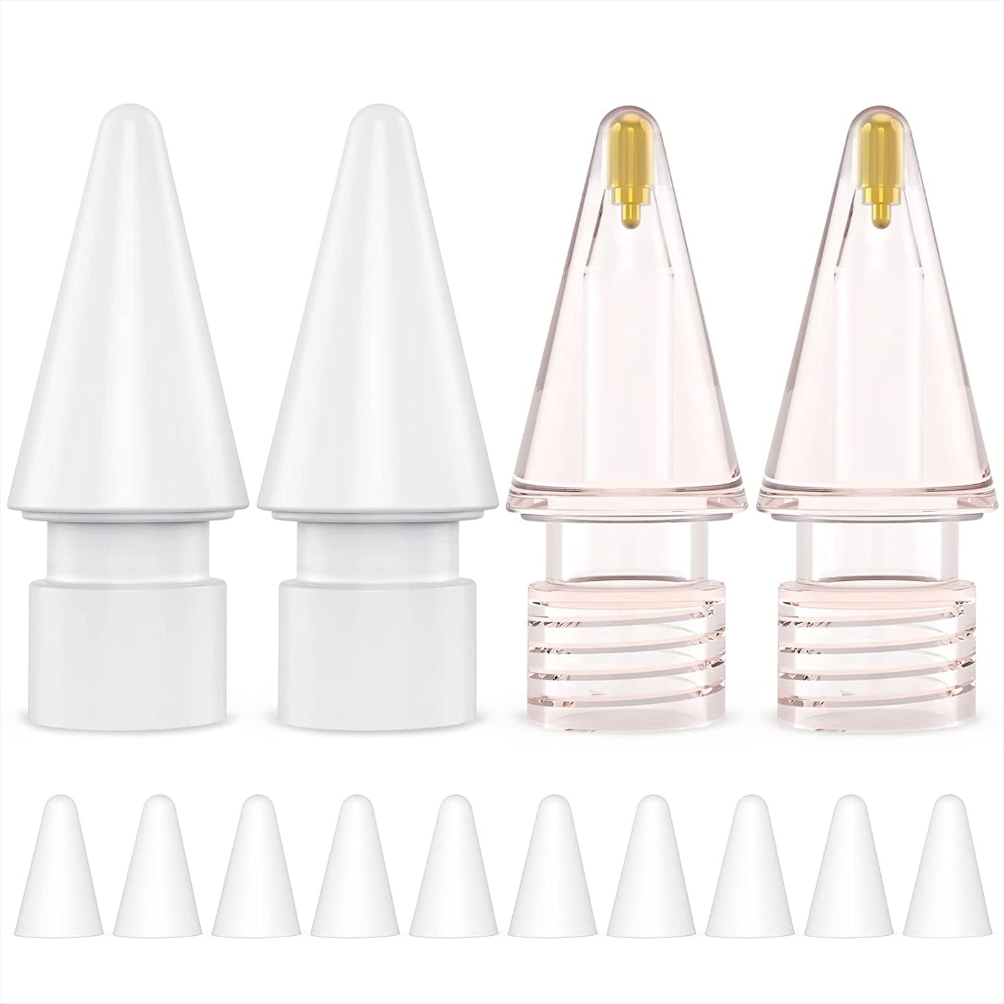 NIUTRENDZ 4 Pack Replacement Tips for Apple Pencil 2Nd Generation and 1St Generation Fine Point Metal Tip, Wear-Resistant & Precise Control (1.95Mm, Clear + Pink + Blue + Grey) NIUTRENDZ Original - White and Pink Original