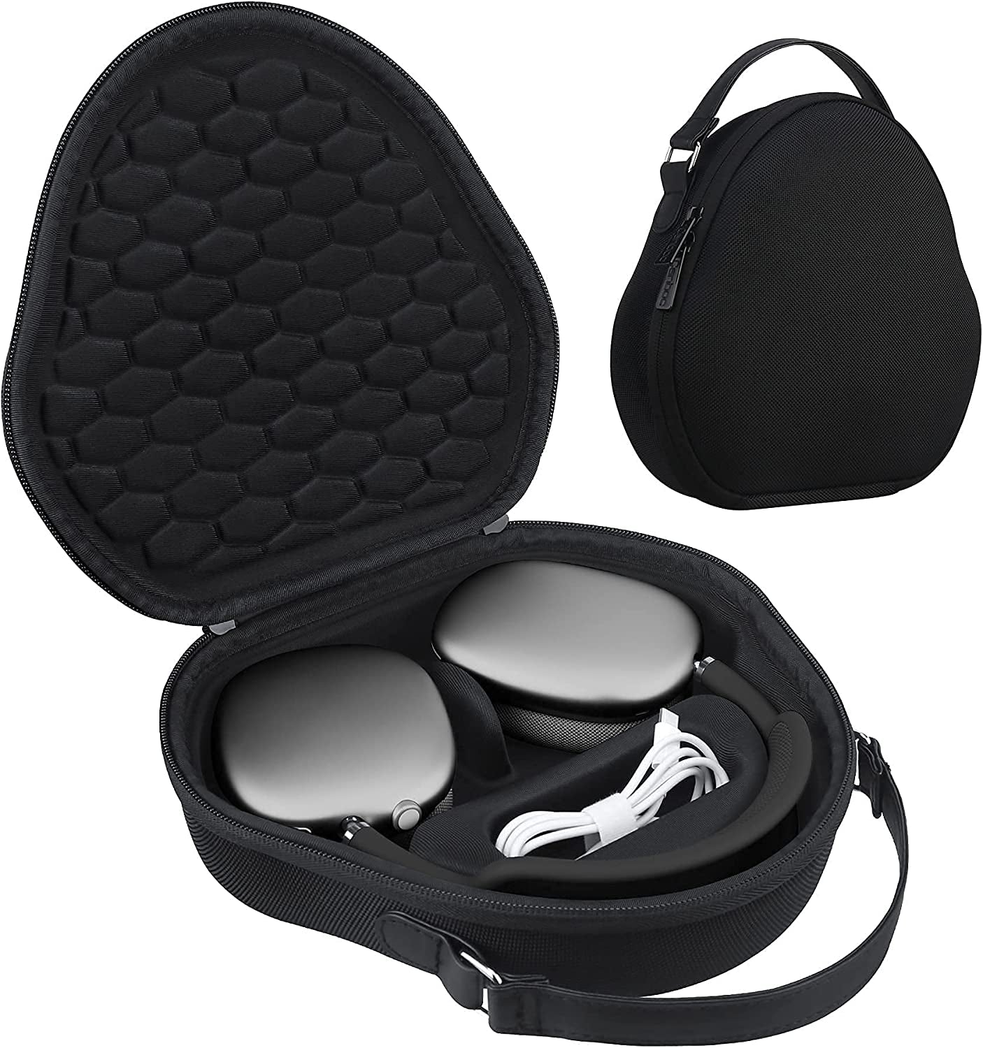 Canboc Airpods Max Case for Apple Airpods Max Wireless Over-Ear Headphones, Hard Carrying Travel Smart Headphones Case, Extra Space Fits Cable, Charger, Upgrade-Green(Fabric) Canboc Z-Black