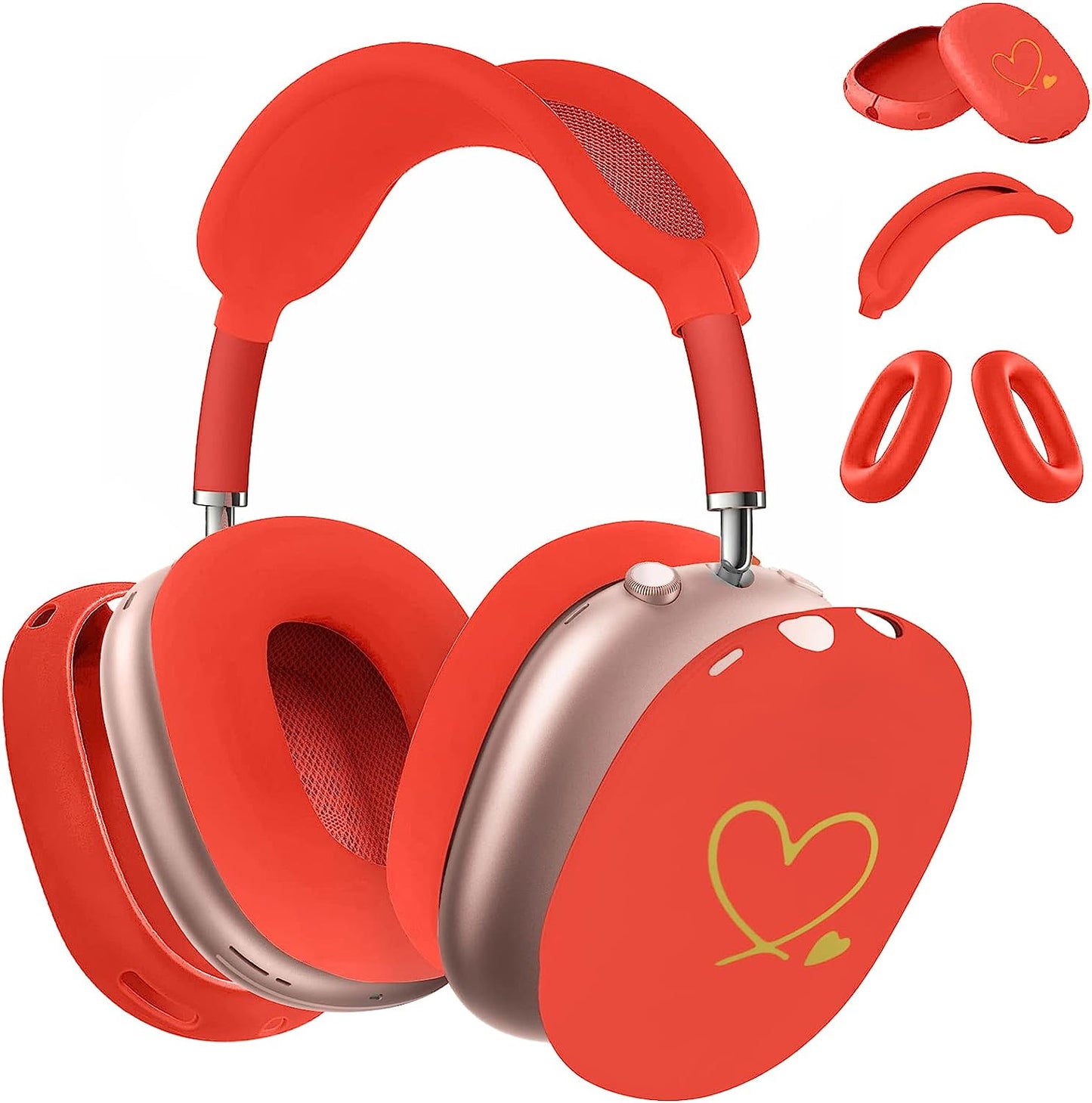 Aiaabq for Airpods Max Case Cover,Anti-Scratch Ear Pad Case Cover/Ear Cups Cover/Headband Cover for Airpods Max, Accessories Soft Silicone Skin Protector for Apple Airpods Max Aiaabq Red love
