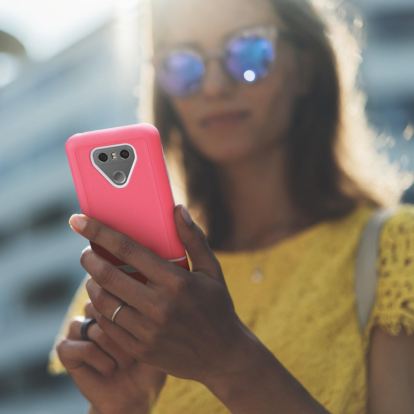 Encased Pink Phone Case Compatible with LG G6 - (Rebel Series) Protective Dual Layer Military Grade Phone Cases for LGG6 Encased For LG G6