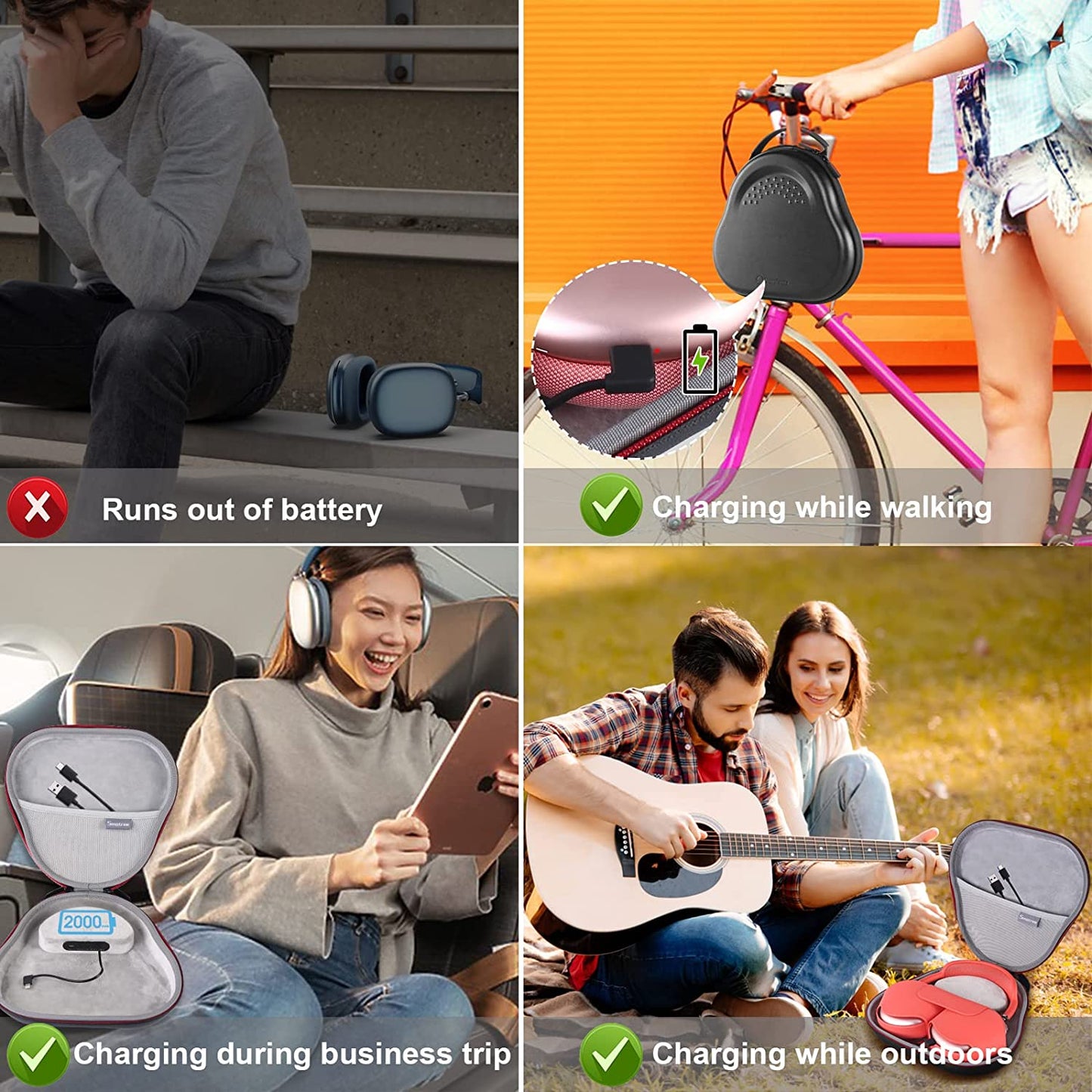 Smatree Airpods Max Charging Dock for Airpods Max, 2000 Mah Battery Charging Case Airpods Max Case,Airpods Max Charging Station, Airpods Max Travel Charging Portable Bag Smatree