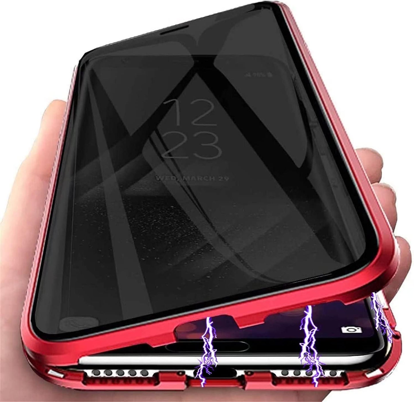 Privacy Magnetic Case for Samsung Galaxy Note 20 Ultra, anti Peep Tempered Glass Full Body Case, Front & Back 9H Tempered Glass, Privacy Screen Protector Metal Frame anti Spy Case Cover, Purple PingGoo Red For Samsung Galaxy Note 20 Plus
