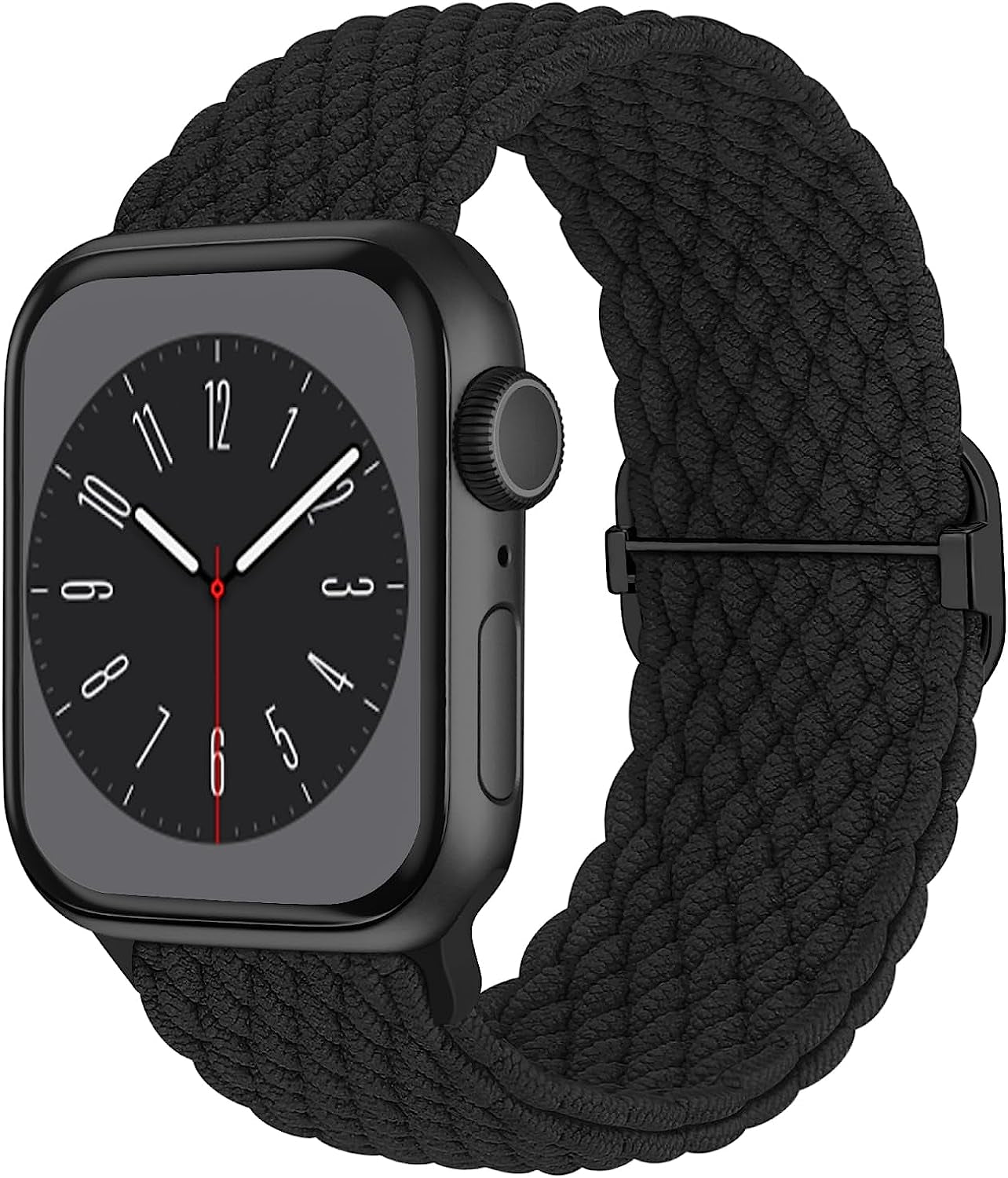 Braided Solo Loop Compatible with Apple Watch Band 38Mm 40Mm 41Mm 42Mm 44Mm 45Mm 49Mm for Women Men, Stretchy Straps Elastic Sport Wristbands for Iwatch Series 8 7 6 5 4 3 2 1 SE Ultra Butifacion Black 38/40/41mm