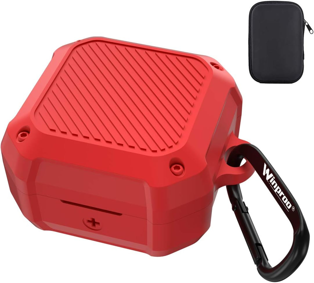 Winproo One-Piece Armor Cover Compatible Galaxy Buds 2 / Pro 2021 Galaxy Buds Live 2020 Case, Silicone Shock Resistant Samsung Earbuds Full Body Protective Case with Zipper Box and Keychain YING GE Red