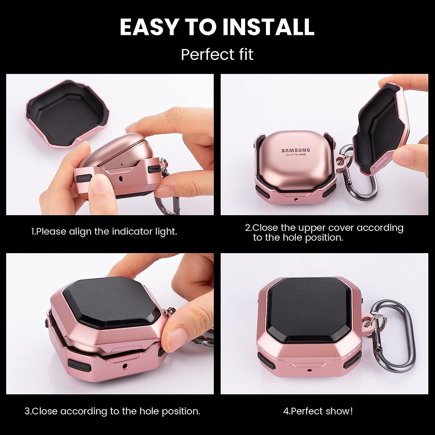 Goton Armor Case Compatible for Galaxy Buds 2 Case (2021)/ Galaxy Buds Pro Case (2021) / Galaxy Buds Live Case (2020) Hard PC Shockproof Case Protective Cover with Keychain (Mystic Blue) Goton