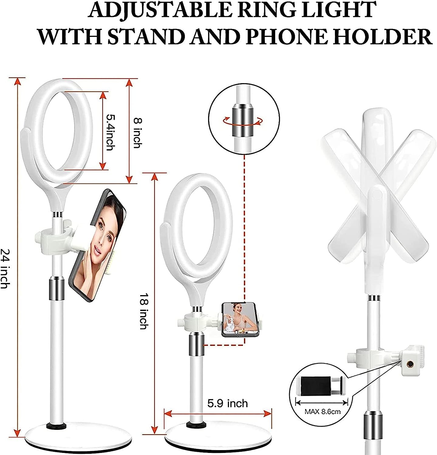 Video Conference Lighting Kit for Zoom Meeting, Desktop Ring Light with Stand for Laptop/Computer/Monitor/Webcam/Iphone, Selfie Circle Light for Zoom Calls/Online Virtual Meeting/Office Video Calls Yarrashop
