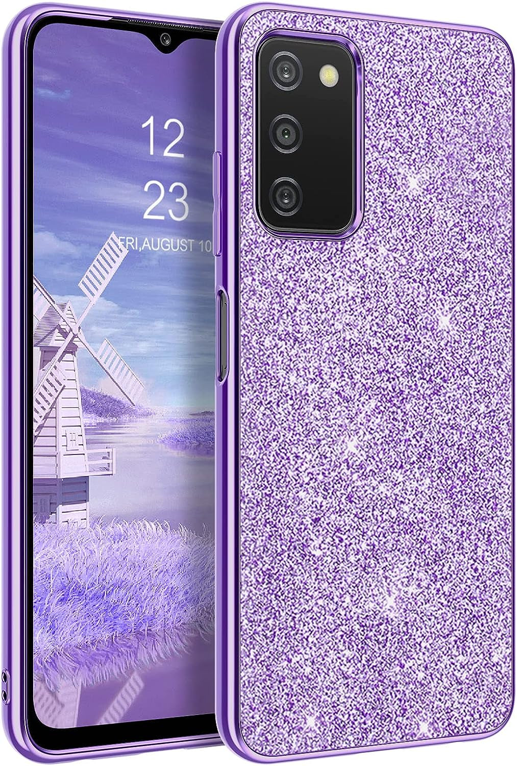 YINLAI Design for Samsung Galaxy A03S Case, Slim Glitter Sparkly Shiny Women Girls Shockproof Protective Hybrid Girly Bling Phone Cases Cover for Galaxy A03S 6.5 Inch (2021 Released), Rose Gold/Pink YINLAI Purple