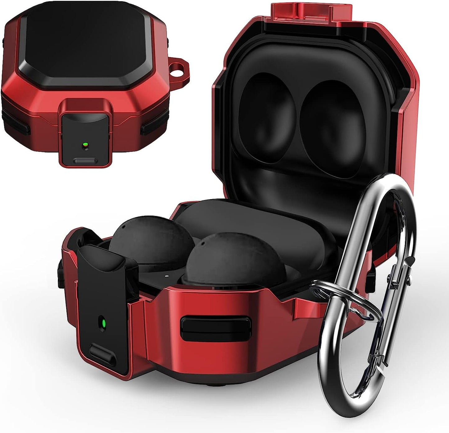 Lechivée for Samsung Galaxy Buds2 Pro Case Buds Pro Case Buds 2 Case Galaxy Buds Live Case with Security Lock Heavy Duty Shockproof Protective Case Cover with Carabiner for Samsung Earbuds Case leChivée US Red