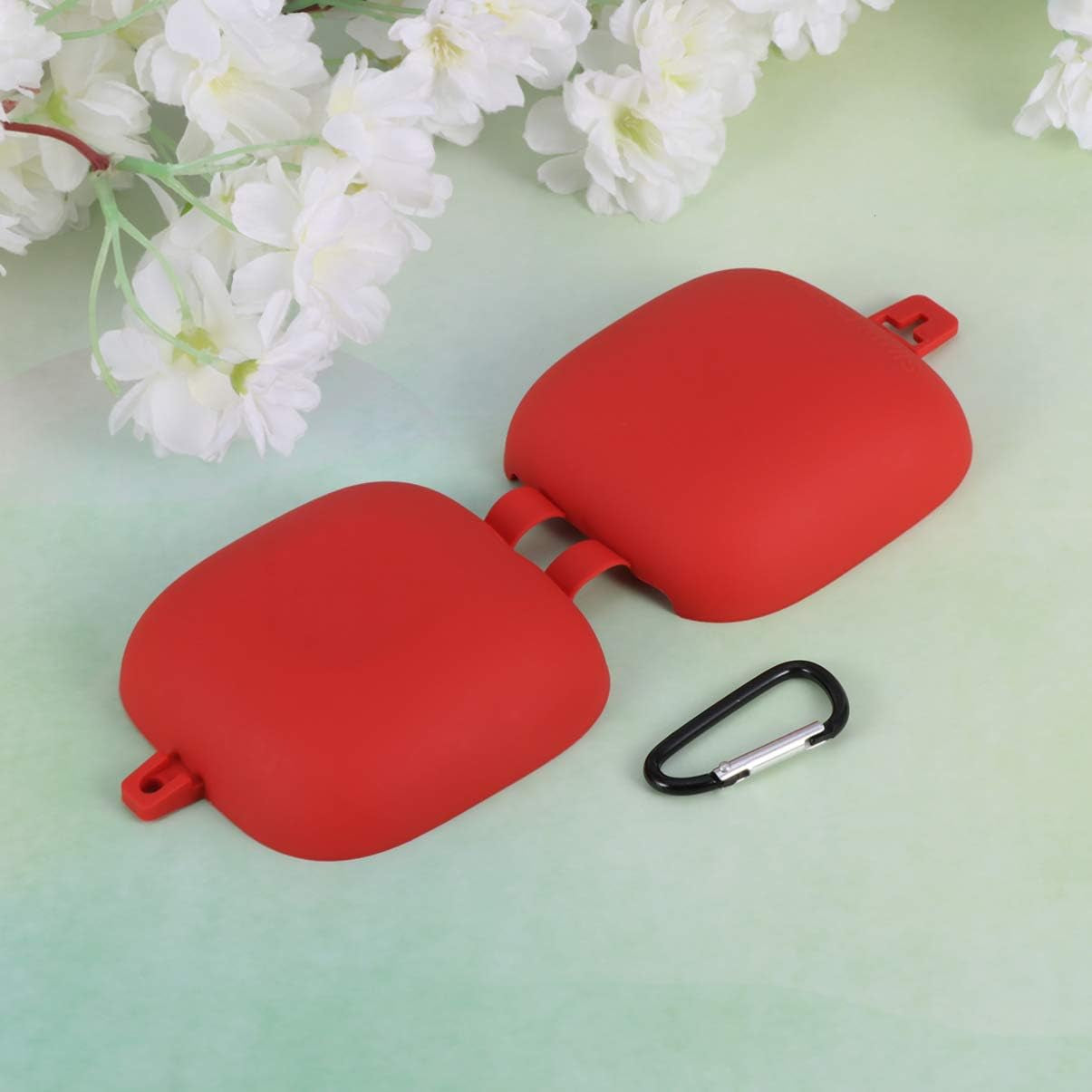 Earbud Case Earphone Protective Box Earbuds Carrying Box Silicone Headphone Cover Case with Carabiner Compatible for Powerbeats Pro Earphone Travel Pouch Hemobllo