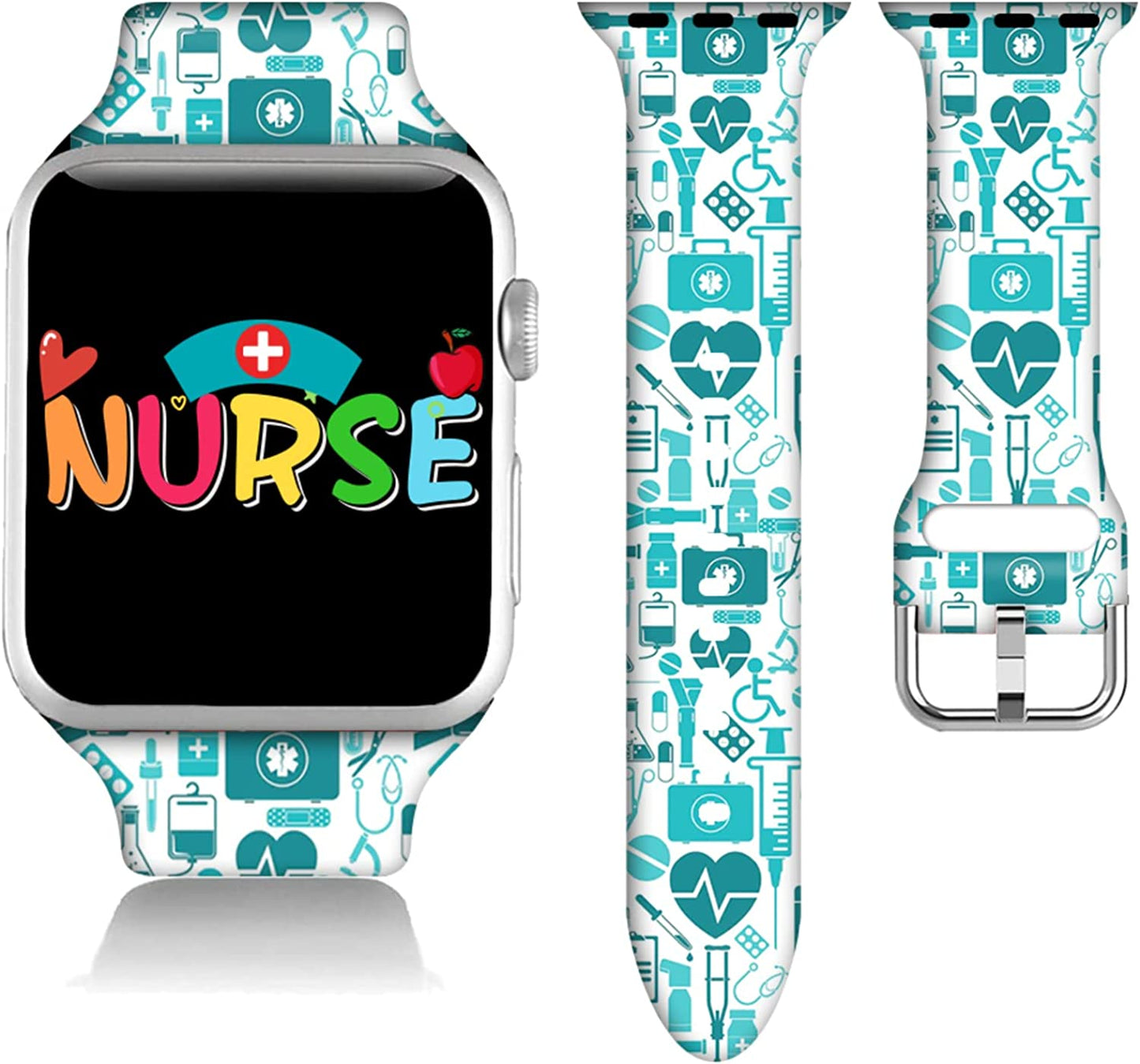 Teacher Appreciation Gifts Nurse Decorations Wristband Straps for Rainbow Apple Watch Band 38Mm/40Mm/41Mm/42Mm/44Mm/45Mm Soft Silicone Pride Watch Band Strap for Apple Smart Watch Series 7 6 5 4 3 2 1 SE. DGDGDG Best Nurse Gift 42mm/44mm/45mm