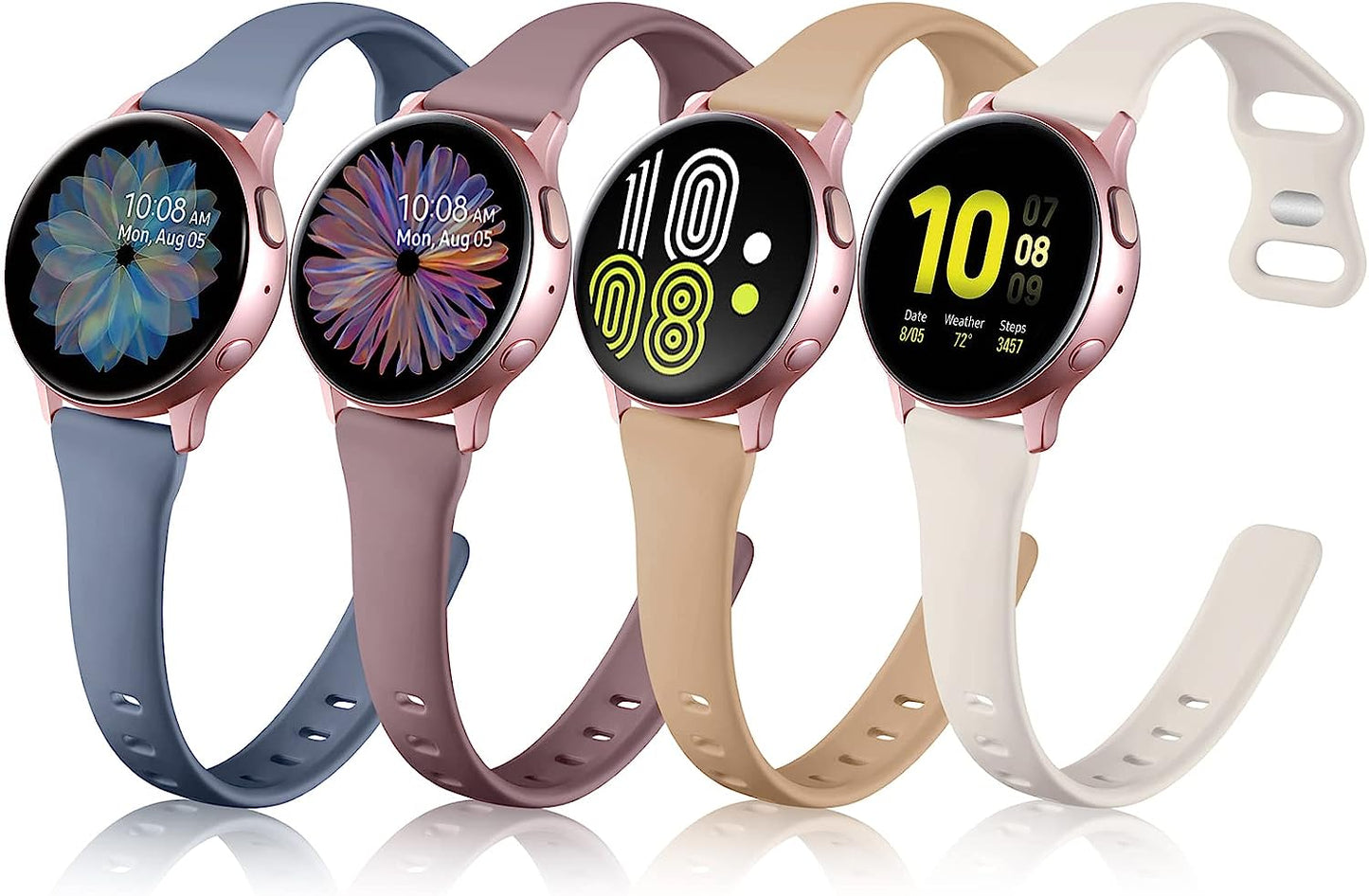 GEAK Compatible for Samsung Galaxy Watch 4 Band 40Mm/Classic,Galaxy Watch 5 Bands/Watch 5 Pro/Samsung Active 2 Watch Bands,20Mm Soft Slim Silicone Replacement Bands for Samsung Watch 4 Bands Women Men GEAK Starlight/Bluegrey/Smoke Violet/Milk Tea Large