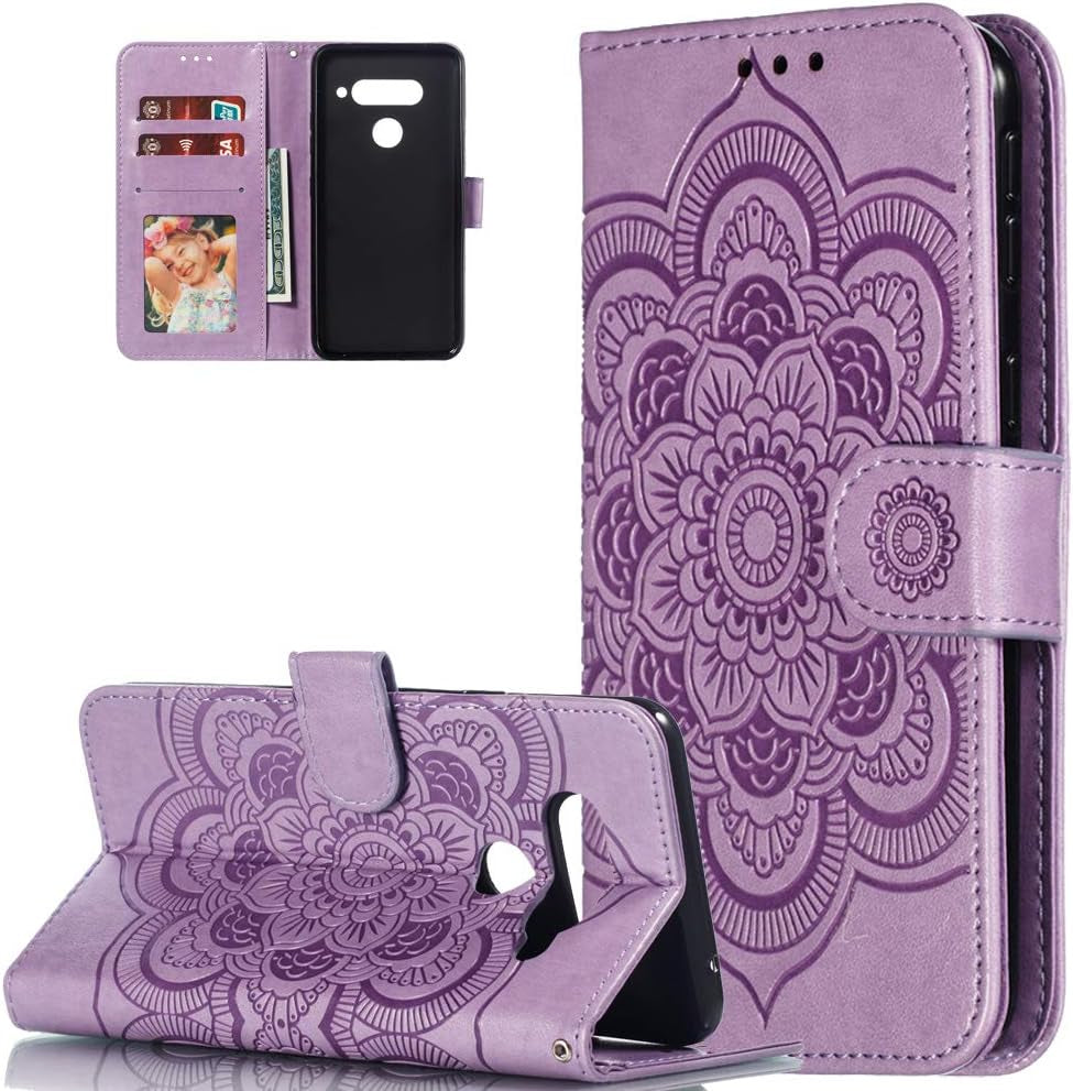 Asdsinfor LG V40 Case Full Stylish Advanced Embossing Wallet Case Credit Cards Slot with Stand for PU Leather Shockproof Flip Magnetic Case for LG V40 / V40 Thinq Sunflower Green LD Asdsinfor Ld: Purple