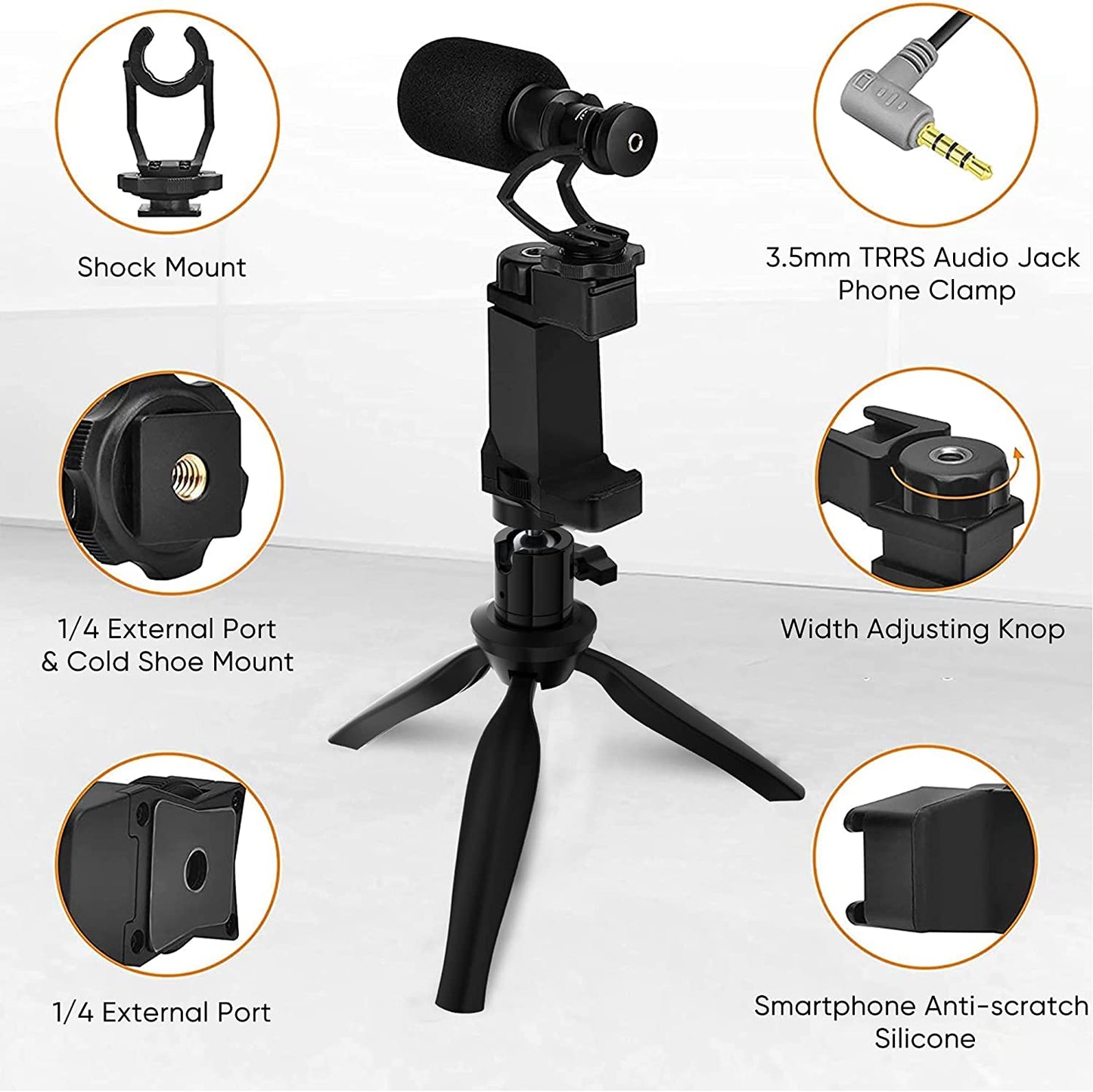 Comica CVM-VM10-K2 Smartphone Microphone with Tripod, Shotgun Video Mic for Iphone and Android Phone, Vlogging Kit for Youtube Recording Facebook Live, 3.5 Mm TRRS COMICA