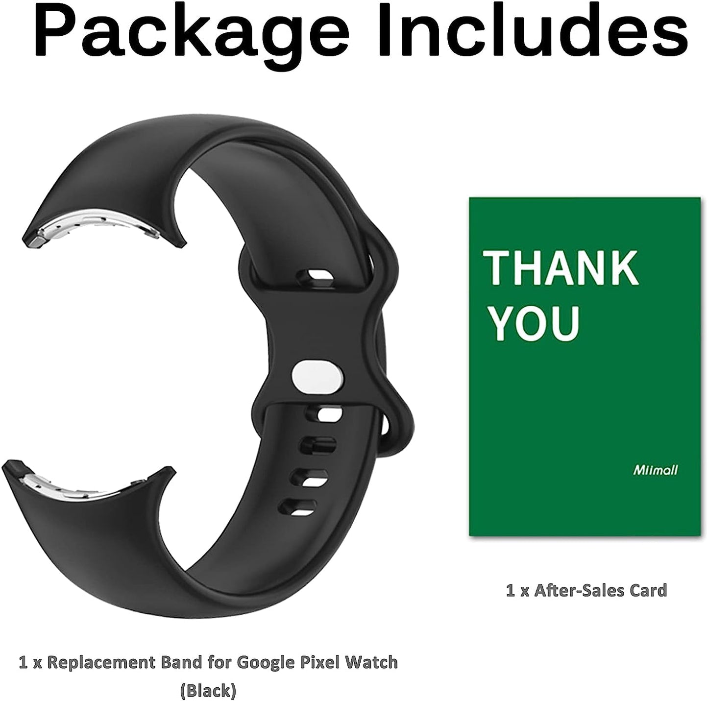 Miimall Compatible for Google Pixel Watch Band, Soft Silicone Sport Wristband for Men Women, Breathable Lightweight Replacement Strap Bracelet for Pixel Watch, 2022(Black-Large) Miimall