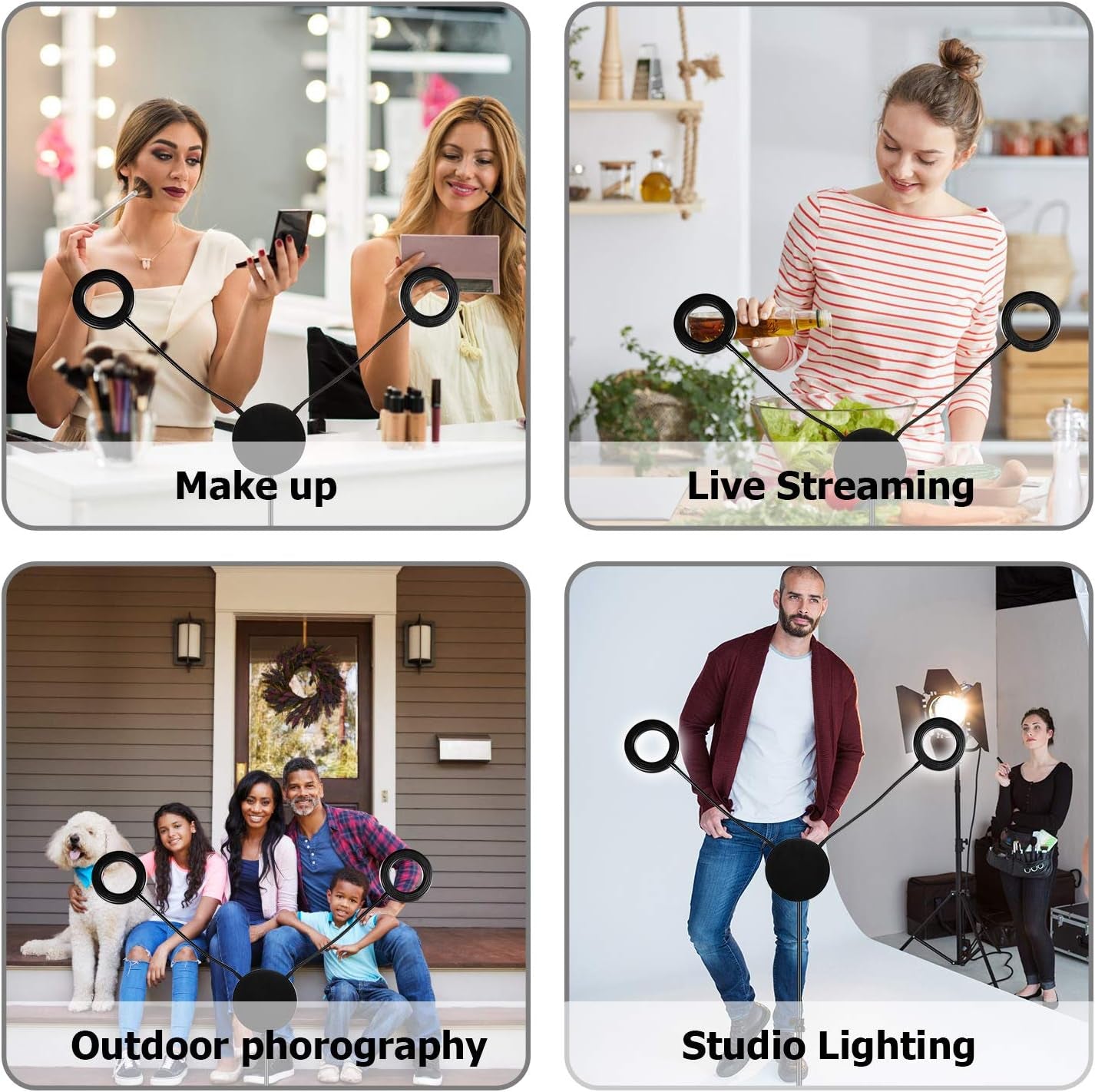 GIM 4.6 Inch LED Ring Light Lamp with Tripod Stand With5 Color 6 Level Selfie Ringlight & Removable Mirror& Phone Holder & Remote Control for Makeup and Video GIM