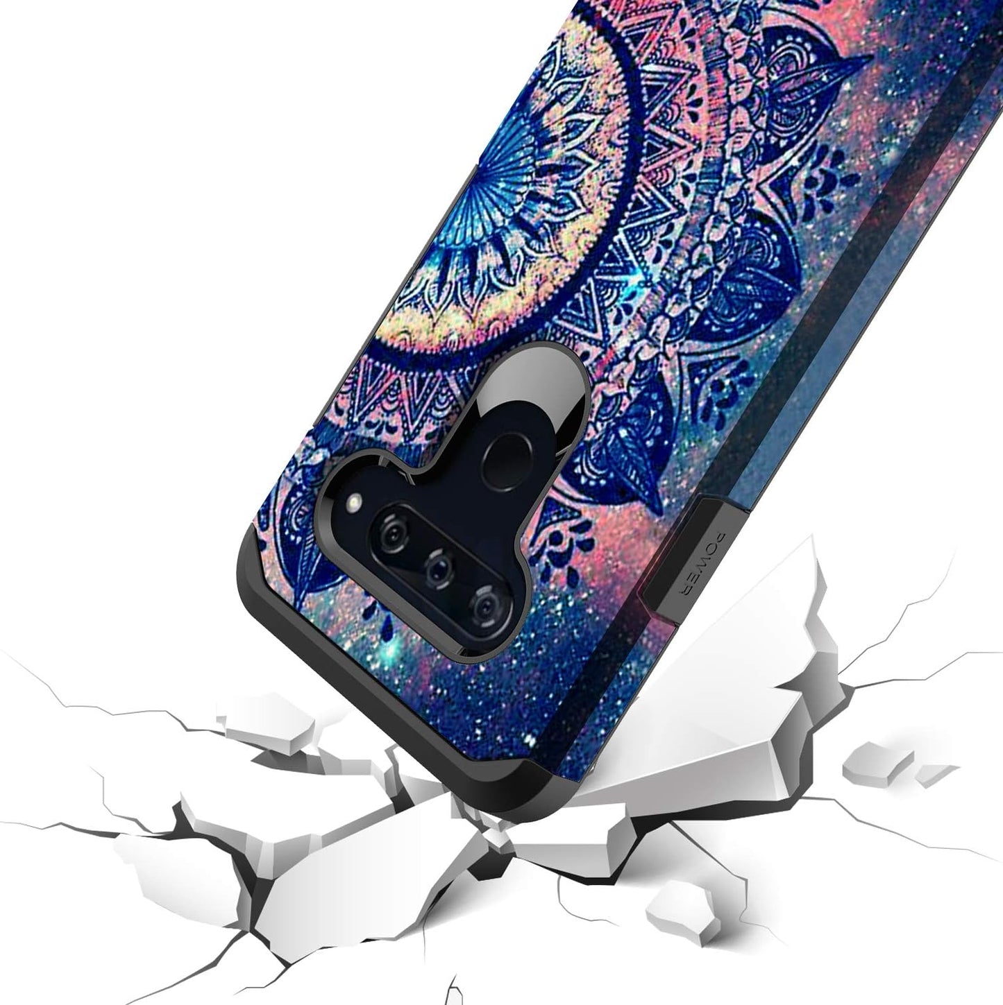 LG V40 Thinq Case, Rosebono Slim Hybrid Dual Layer Shockproof Hard Cover Graphic Fashion Cute Colorful Silicone Skin Cover Armor Case for LG V40 Thinq (Mandala) Rosebono Fashion