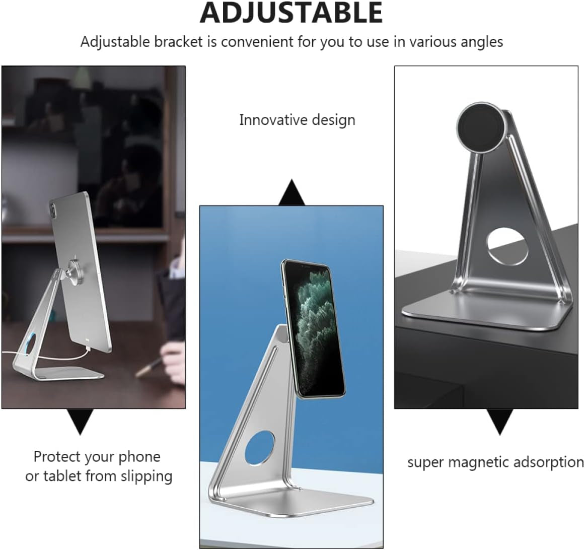 SOLUSTRE Tablet Holder Mount Clamp Aluminium Alloy Cell Laptop Suction Table Desk Holder Stents Accessories Dock Tablet Stand Cradle Multifunction Bracket Magnetic Clip Home Office Laptop Stand SOLUSTRE