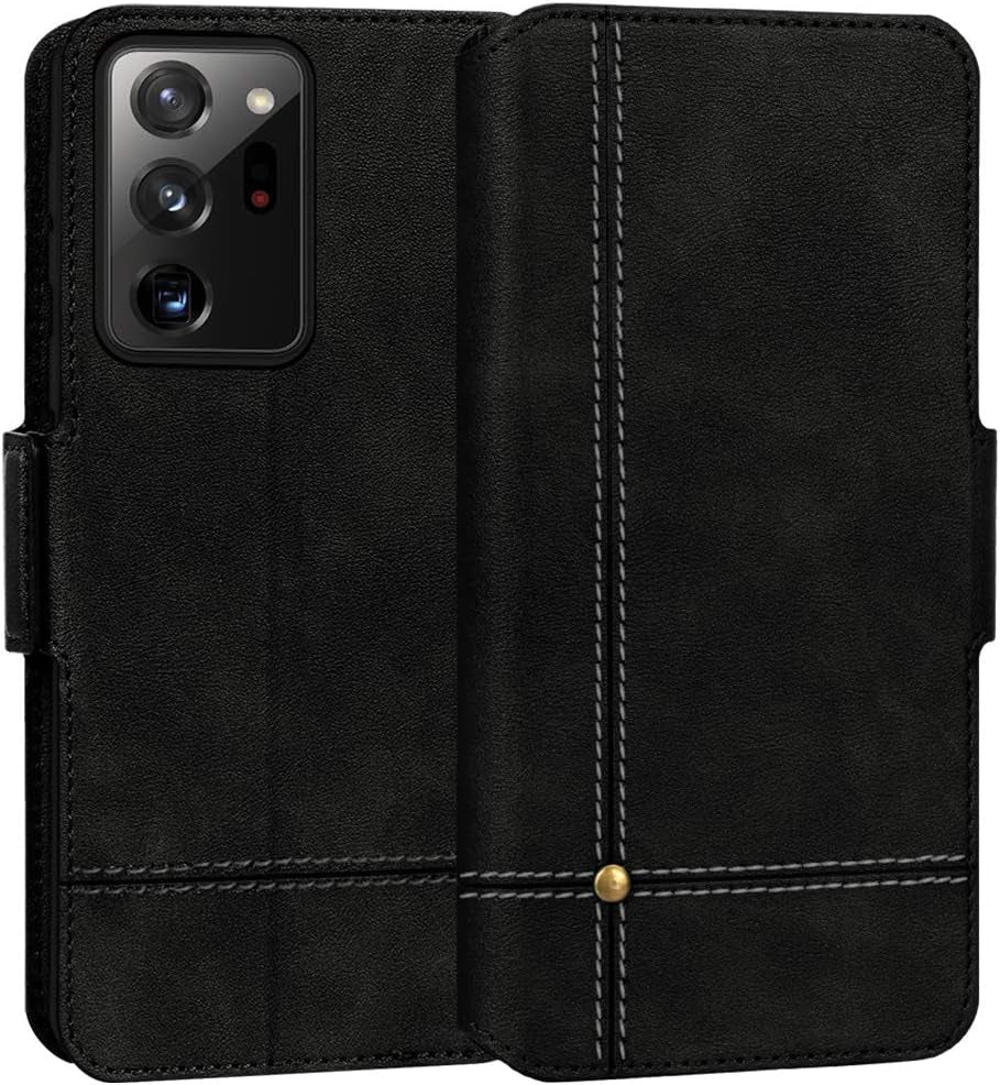 FYY Case for Samsung Galaxy Note 20 Ultra, Ultra Slim Flip Leather Wallet Phone Case Protective Shockproof Cover with Card Holder Kickstand Folio Case for Samsung Galaxy Note 20 Ultra 5G 6.9" Navy GUANGZHOU WENYI COMMUNICATION EQIPMENT CO.,LTD Black