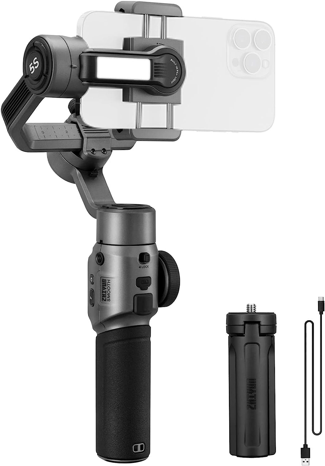 Zhiyun Smooth 5S Zhiyun Smooth 5 Upgrade Vesion Gimbal Stabilizer for Smartphone 3-Axis Phone Gimbal for Iphone 14 13 12 11 Pro Max SE2 XS XR X 8 plus Android Cell Phone Vlogging Youtube Tiktok Video zhi yun