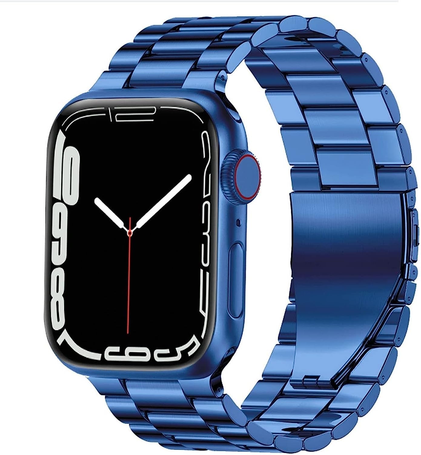 Fitlink Metal Band Compatible for Apple Watch Series 8 7 6 5 4 3 2 1 SE Apple Watch Ultra, Stainless Steel Waterproof Apple Watch Band for Apple Watch 38Mm 40Mm 41Mm 42Mm 44Mm 45Mm 49Mm for Women Men Fitlink Blue 42/44/45/49 mm