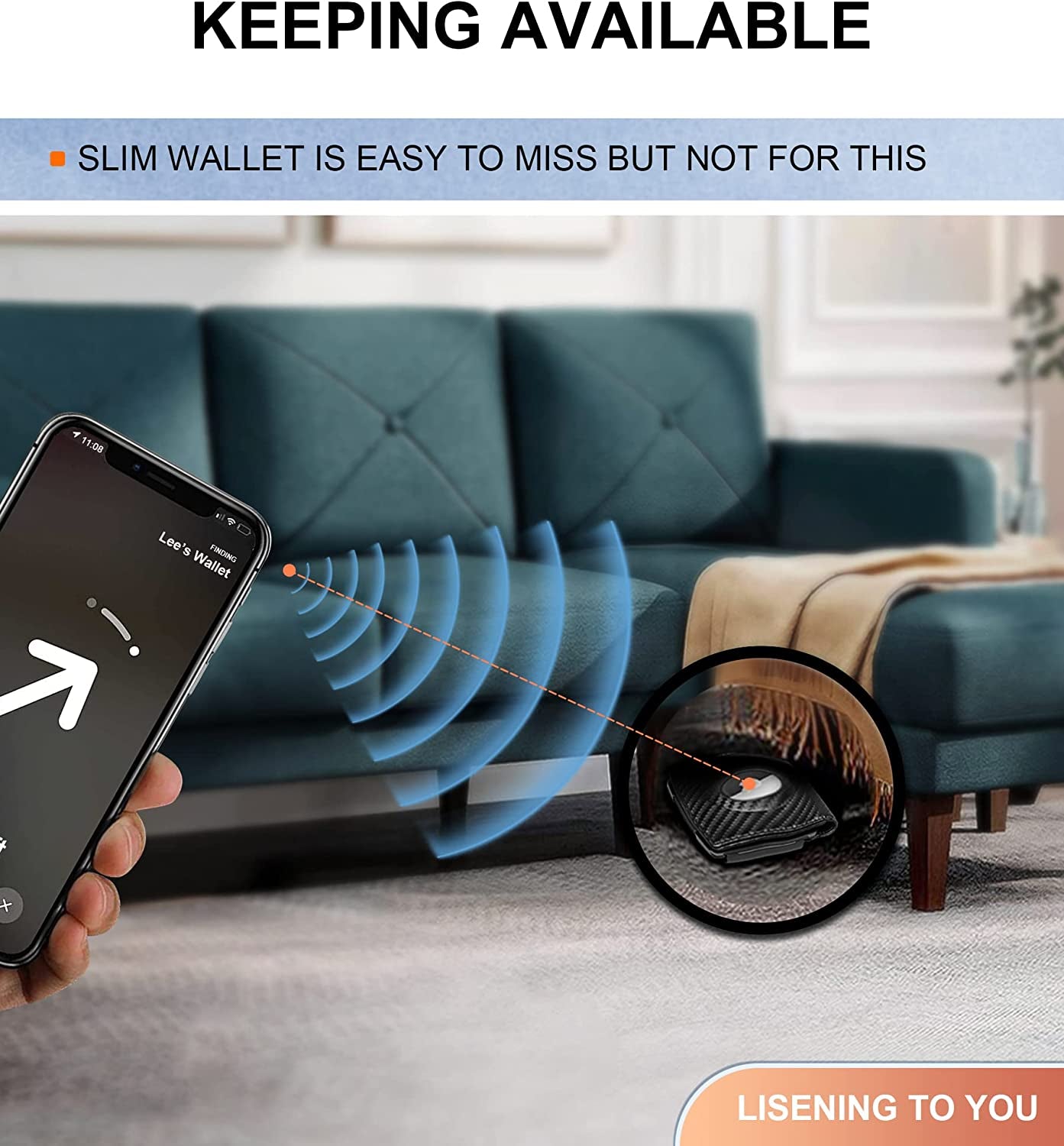 Men Wallet,Kemisant Smart Slim Wallet Money Clip for Men Compatible with Apple Airtag,Rfid Blocking KEMISANT