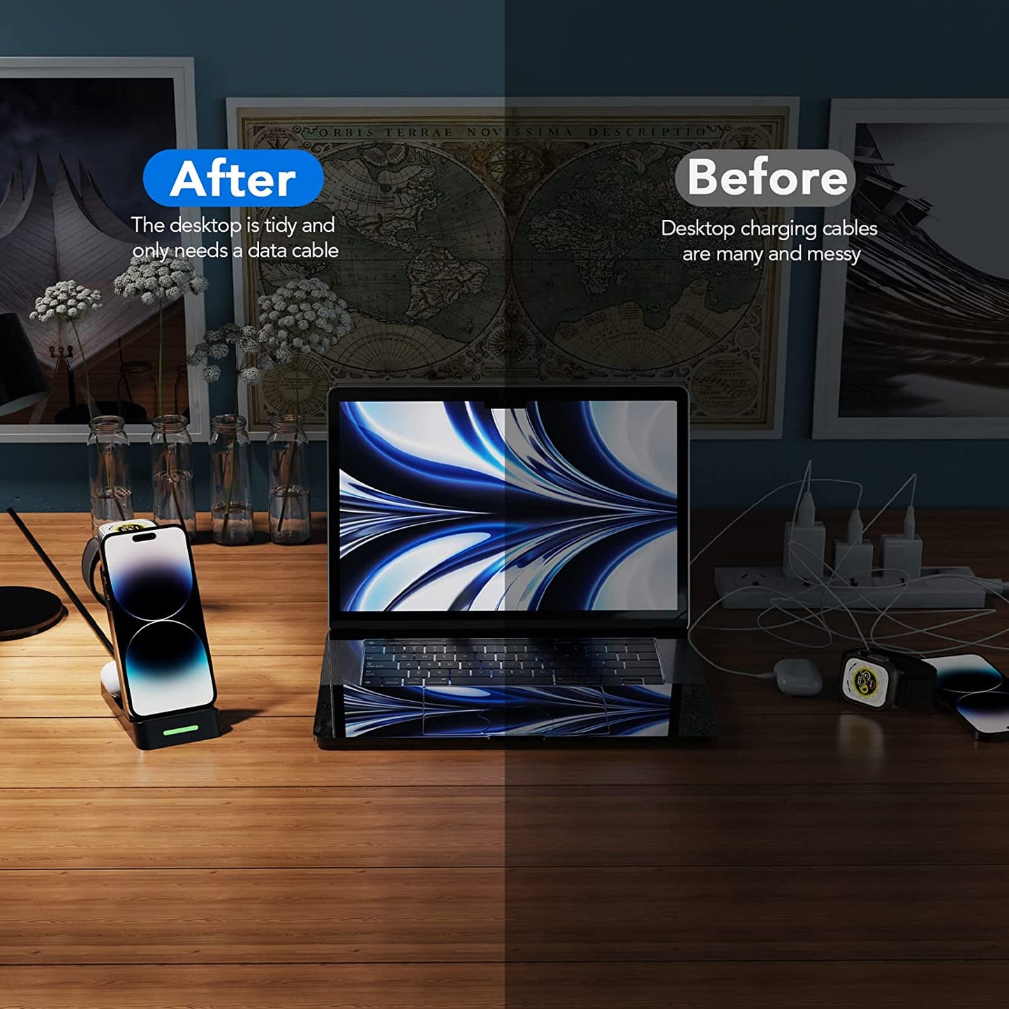 Wireless Charging Station for Apple Products 3 in 1 Wireless Charger Stand Compatible with Apple Watch Ultra 8 7 SE 6 5 4 Airpods Pro Iphone 14 13 12 11 Pro Max Multiple Devices Wireless Charger Dock SHENZHEN TIANYIN ELECTRONICS CO LTD