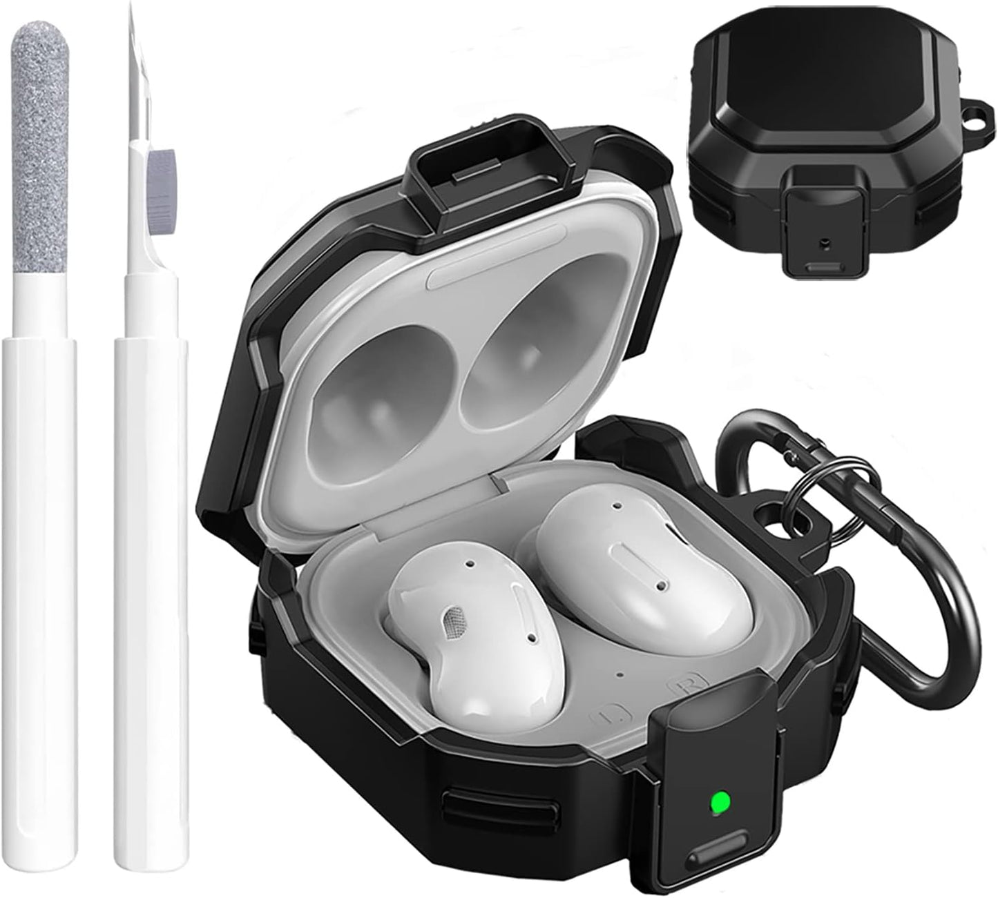 OTOPO Lock Case for Samsung Galaxy Buds 2 Pro/Galaxy Buds 2/Galaxy Buds Pro/Galaxy Buds Live Case with Cleaning Kit Men Women Protective Case Cover for Samsung Earbuds Case - Black/Red OTOPO Black