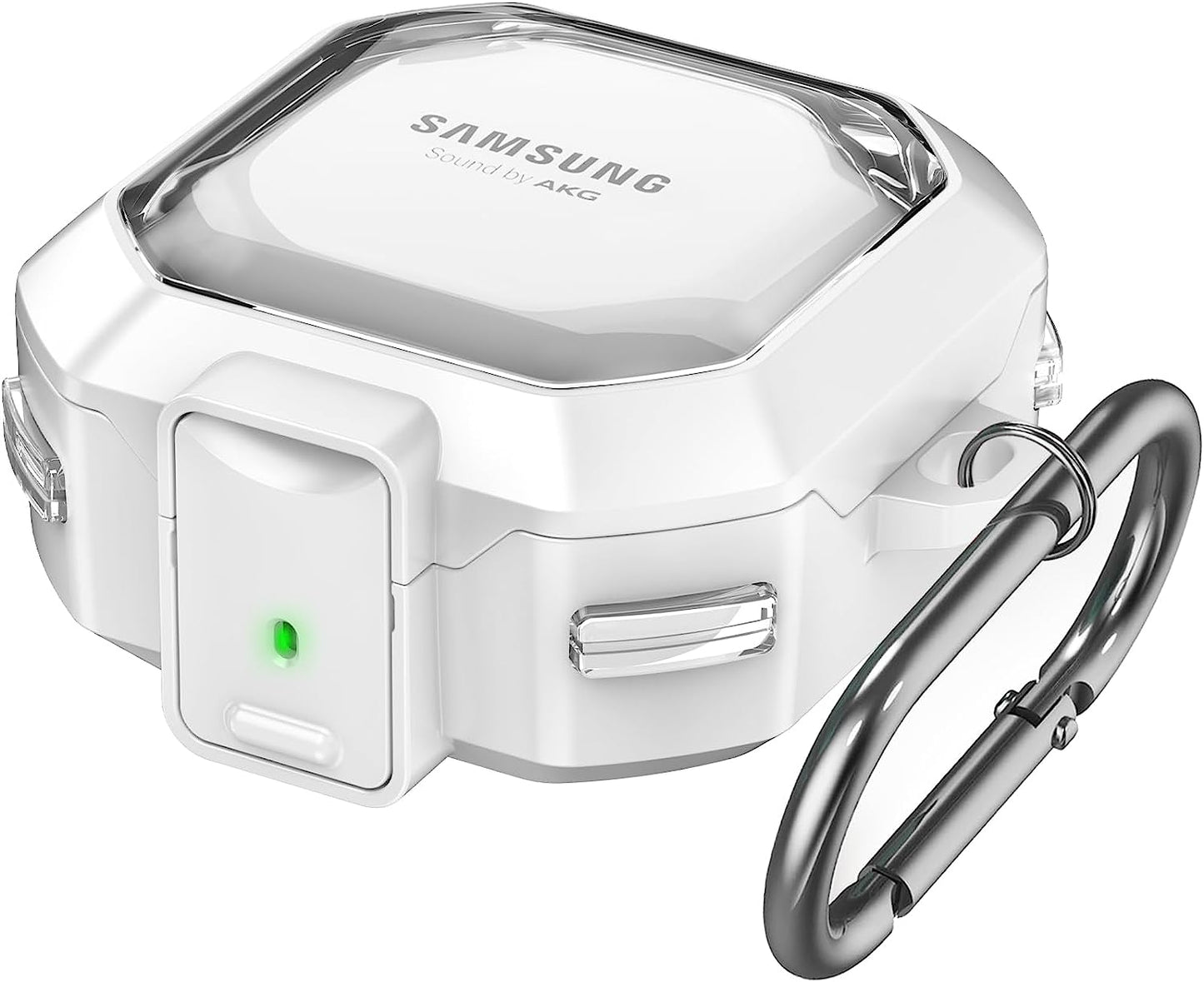 (With Secure Lock) Clear Case Cover for Galaxy Buds 2 Pro Case(2022) /Galaxy Buds Pro Case(2021) /Galaxy Buds 2 Case (2021) /Galaxy Buds Live Case(2020) with Keychain/Zipper Box/Brush -Clear Black Galafoki White