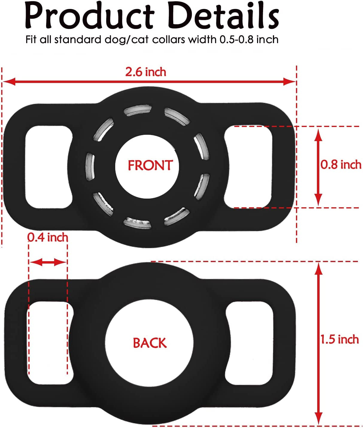 Amaessom Airtag Dog Collar Holder(4 Pack) Protective Airtag Case for Dog Collar,Anti-Lost Air Tag Case Holder Cover Compatible with Cat Dog Collars Loop ,Airtag Pet Holder 0.8 Inch Width Amaessom
