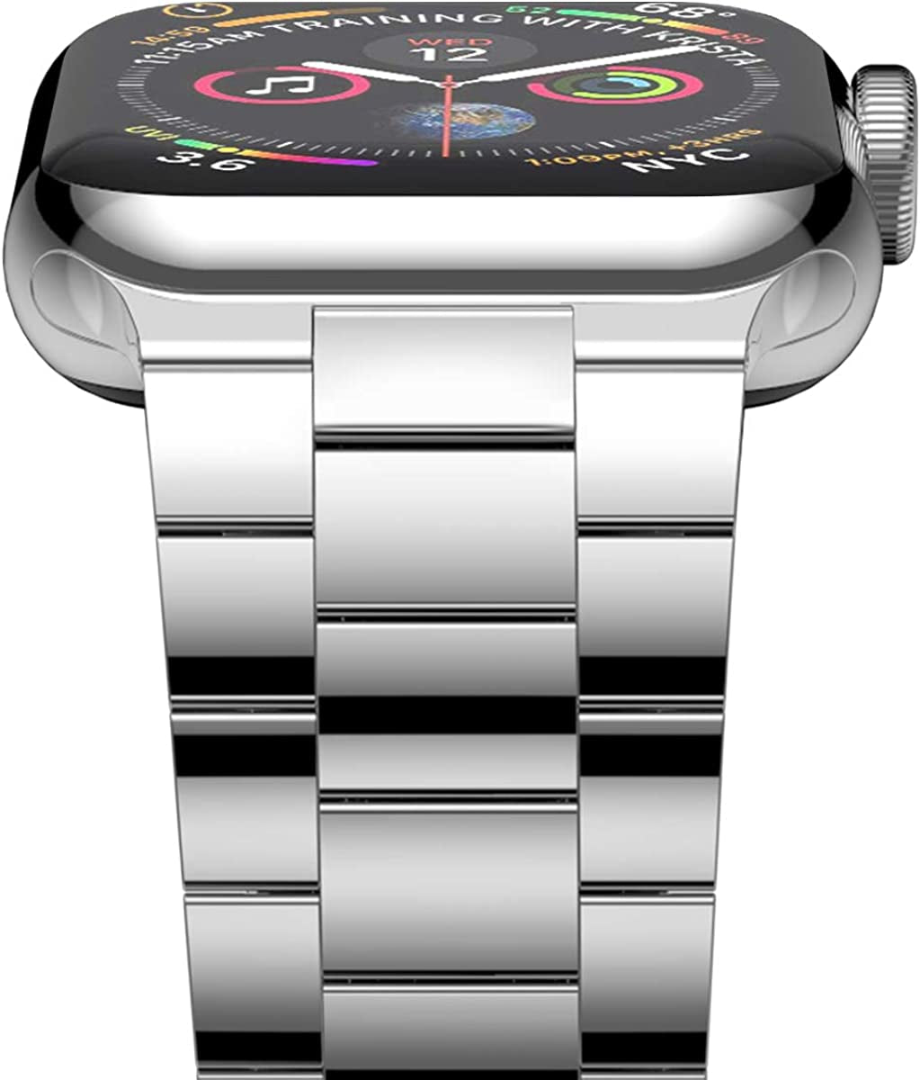 Iiteeology Compatible with Apple Watch Band 42Mm 44Mm 45Mm 49Mm 38Mm 40Mm 41Mm, Upgraded Solid Business Stainless Steel Band for Apple Iwatch Ultra SE Series 8 7 6 5 4 iiteeology Bright Silver 49mm/45mm/44mm/42mm