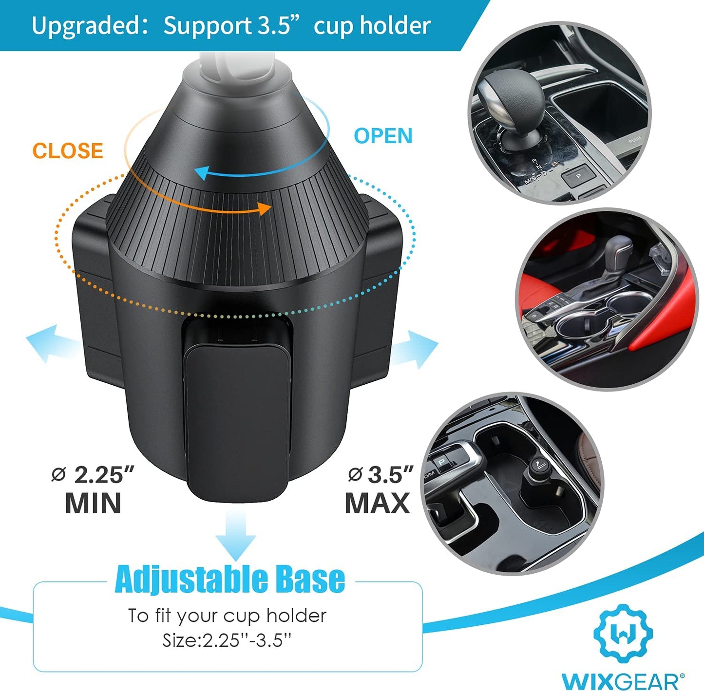 Wixgear Cup Phone Holder for Car, Car Cup Holder Phone Mount Adjustable Automobile Cup Holder Smart Phone Cradle Car Mount WizGear