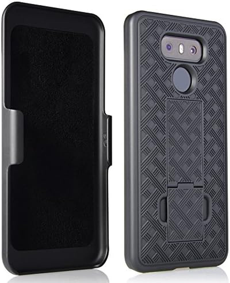 Case with Clip for LG G6, Nakedcellphone Black Kickstand Cover and Belt Hip Holster Combo for LG G6 Phone (LG VS988, LS993, H872, H870, H871, H872) Nakedcellphone