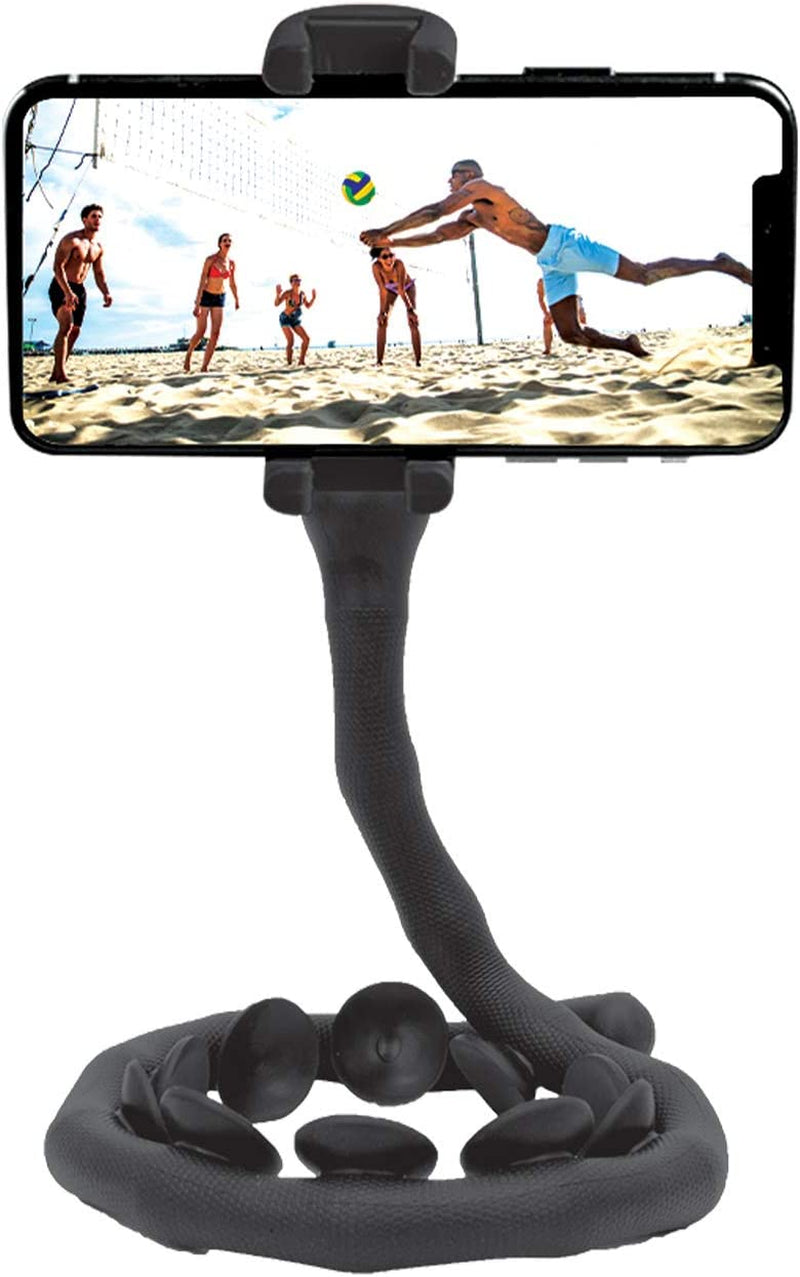 Realm Selfie Content Creator Studio with LED Light & Tripod, Selfie Tripod with Phone Holder & LED Ring Light, Vlogging Tripod, Black (RLMS4BK) Realm Black Selfie Snake