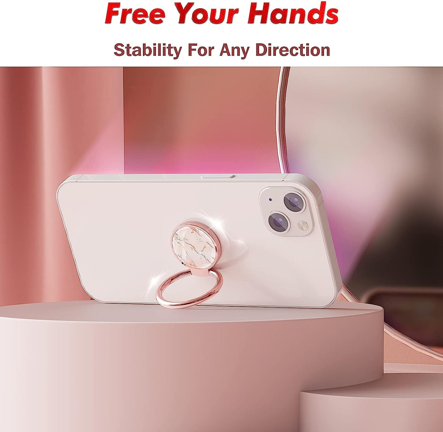 Cell Phone Ring Holder, Finger Ring Stand, 360 Degree Rotation Finger Ring Kickstand, Metal Grip for Magnetic Car Mount Compatible with Iphone, Samsung, LG, Sony,Smartphone Accessories (White) Chvelop