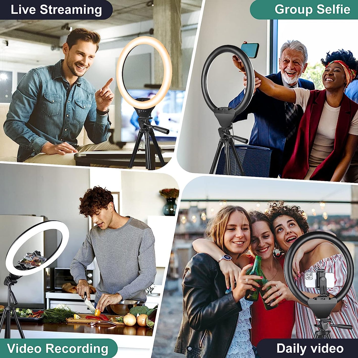 Torjim 14'' Ring Light with Tripod Stand, LED Selfie Ring Light with Stand and Phone Holder, Perfect for Tiktok/Youtube/Recording/Photography/Makeup, Compatible with All Phones Torjim