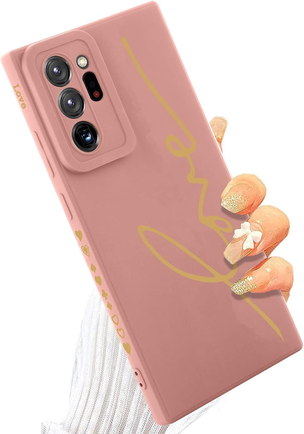 MOWIME for Samsung Galaxy Note 20 Ultra Case, Back Cute Plating Love Letter with Anti-Fall Lens Cameras Cover Protection Soft TPU Shockproof Anti-Fingerprint Phone Case for Women Girls Men-Black MOWIME Pink