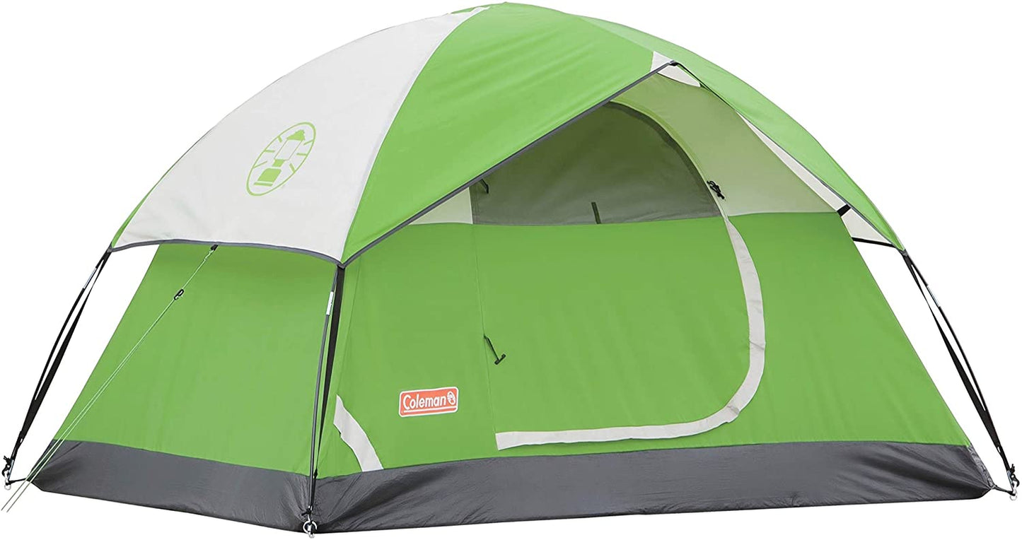 Coleman Sundome Camping Tent, 2/3/4/6 Person Dome Tent with Easy Setup, Included Rainfly and Weathertec Floor to Block Out Water, 2 Windows and 1 Ground Vent for Air Flow with Charging E-Port Flap The Coleman Company, Inc. Palm Green 2 Person