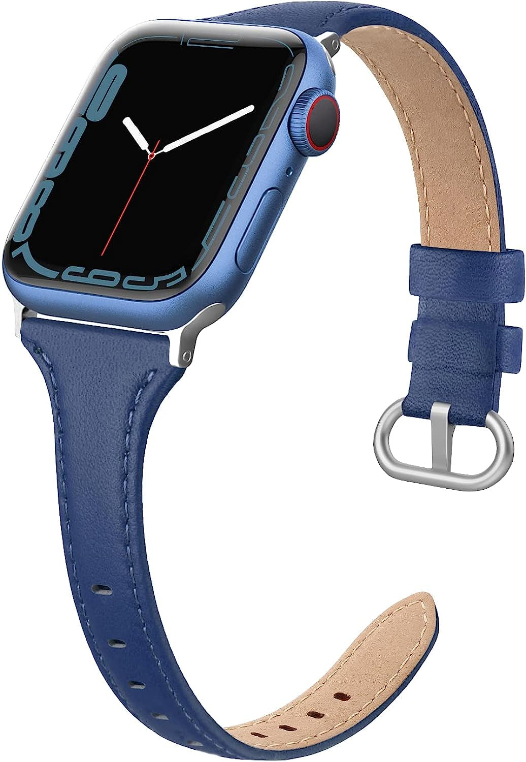 EDIMENS Leather Bands Compatible with Apple Watch 38Mm 40Mm 41Mm Band Women, Slim Thin Genuine Leather Band Compatible for Iwatch Apple Watch Series 7, 6, 5, 4, 3, 2, 1, SE, Sport & Edition Women EDIMENS Classic Blue 38mm / 40mm / 41mm