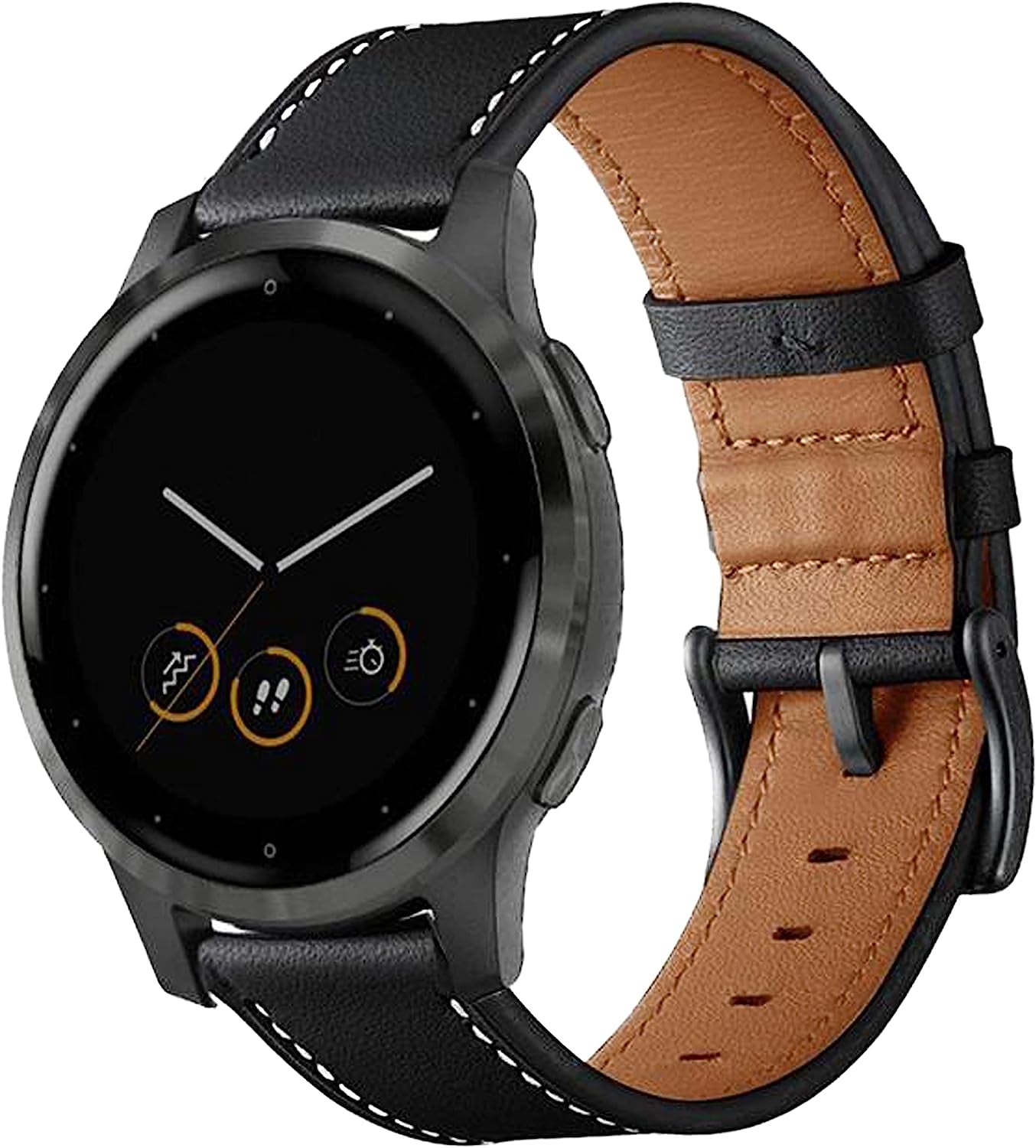 Anrir for Garmin Vivoactive 4S Bands, 18Mm Geniue Leather Watch Bands for Garmin Venu 2S/Forerunner 255S/255S Music/Vivomove 3S 39Mm Bands, Fossil Women'S Gen 6/5E 42Mm/Gen 4 Q Venture HR Bands-Brown Anrir Black