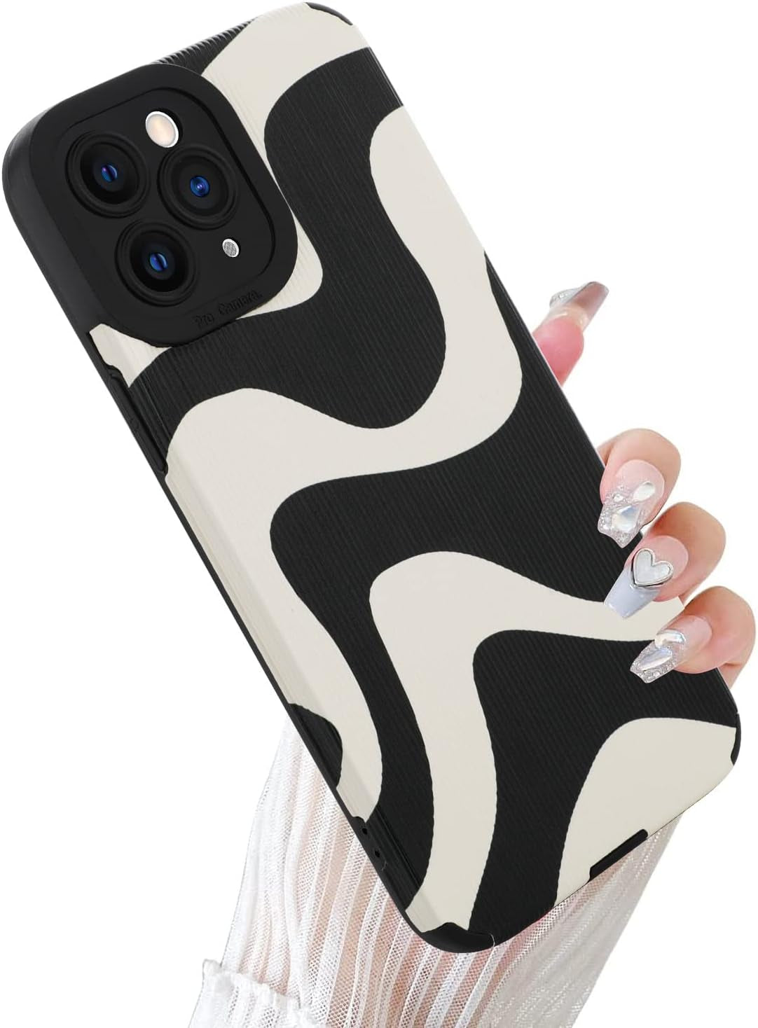 Wlxee Compatible Iphone 12 Pro Max 6.7 "2020 Wave Pattern Mobile Phone Case, Soft TPU Bumper Silicone Glue Mobile Phone Case Cute Zebra Pattern Pattern Designed for Female Girls Wlxee For Iphone 11 Pro