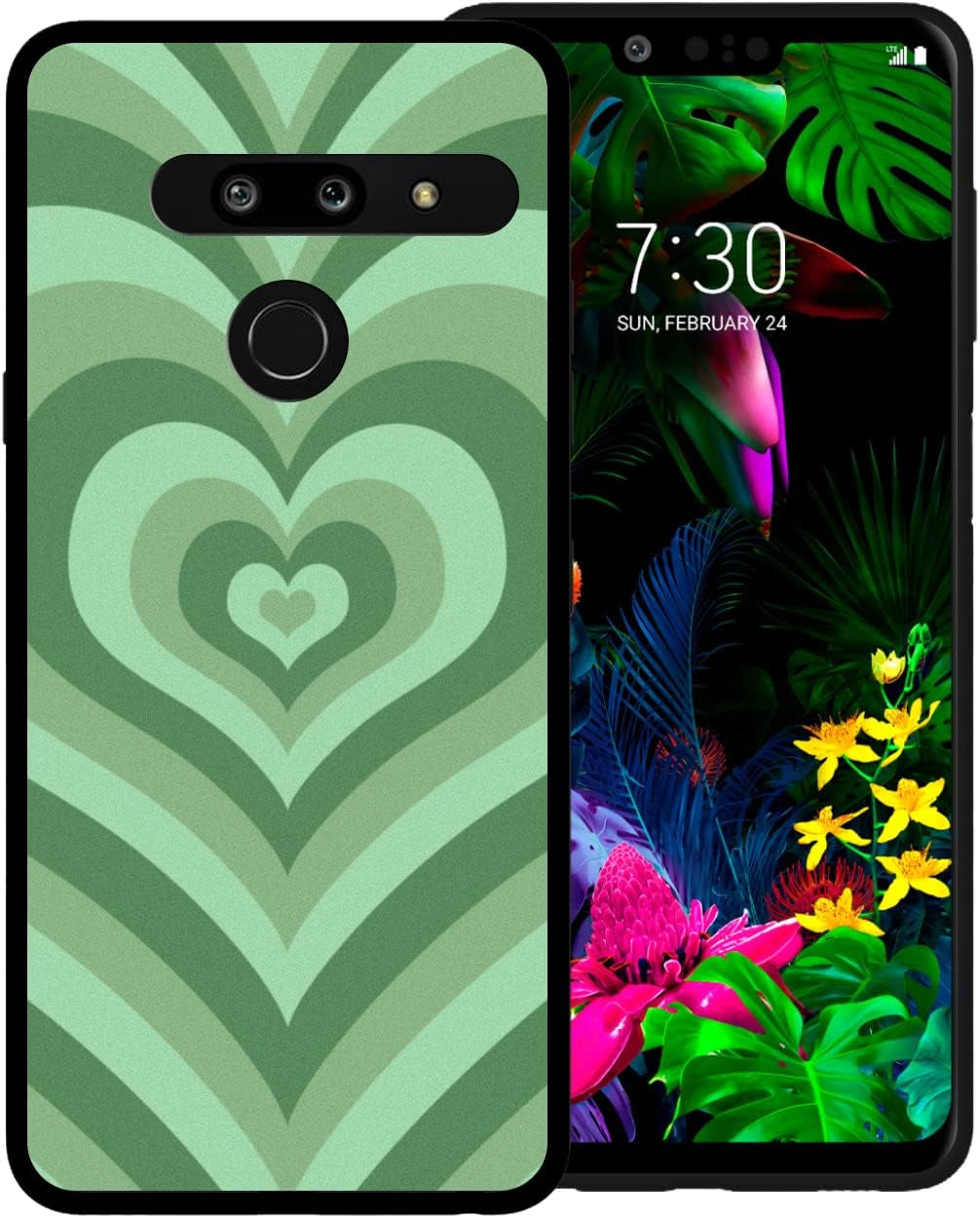 Zaztify Compatible with LG G8 Thinq, Black Heart Tunnel Center Love Swirl Cute Pattern Shockproof Protective Anti-Slip Thin Slim Soft Phone Case Cover Shell zaztify Green Heart