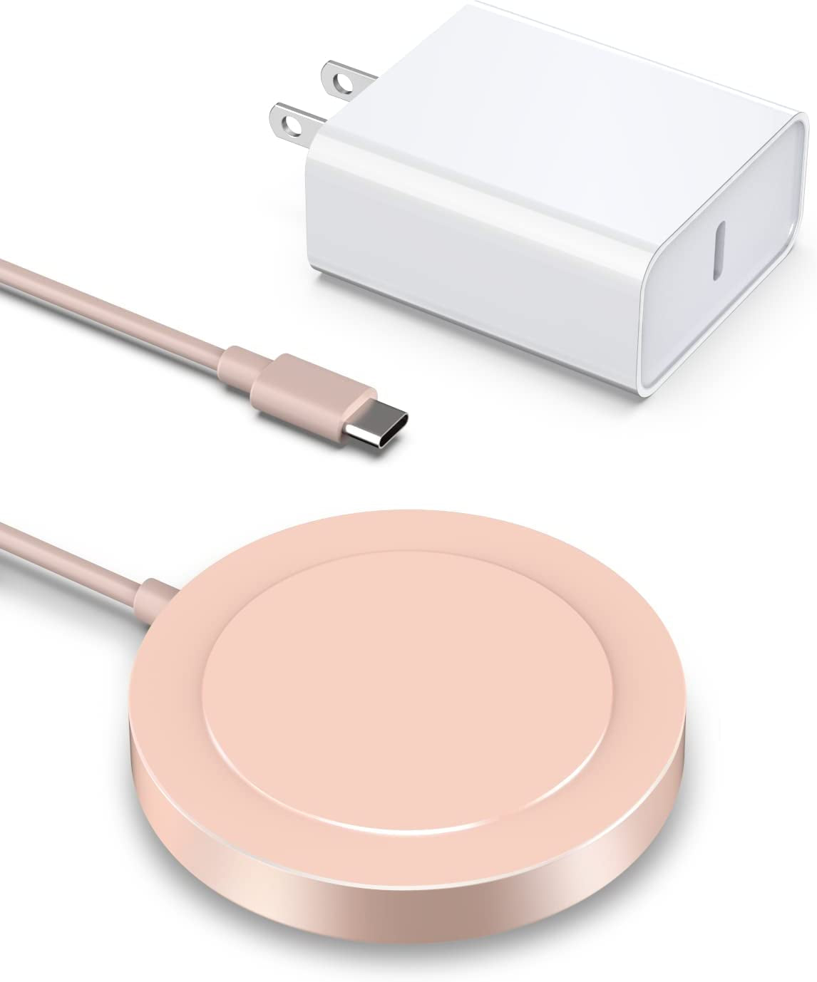 Magnetic Wireless Charger - Magnet Charging Pad Compatible with Iphone 14/14 Pro/14 Plus/14 Pro Max/ 13/13 Pro/13 Pro Max/12 Pro Max - Mag-Safe Charger for Airpods 3/2/Pro with USB-C 20W PD Adapter Shenzhen USV Technology Co.,Ltd Pink