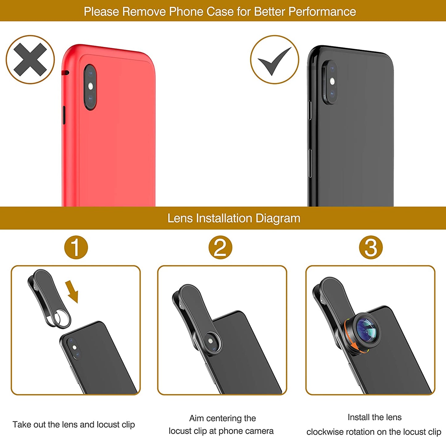 Phone Camera Lens,Upgraded 3 in 1 Phone Lens Kit-198° Fisheye Lens + Macro Lens + 120° Wide Angle Lens,Clip on Cell Phone Lens Kit Compatible with Iphone Samsung Android Smartphones LEKNES