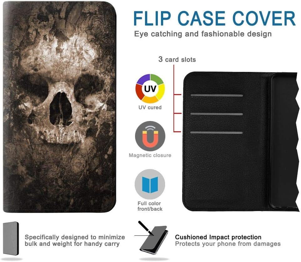 RW0552 Skull PU Leather Flip Case Cover for LG V30, LG V30 Plus, LG V30S Thinq, LG V35, LG V35 Thinq jjphonecase