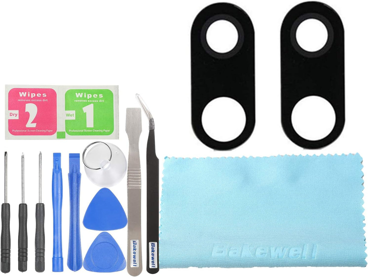 Bakewell Back Rear Camera Glass Lens Cover Replacement Parts for LG V30 Black (2Pcs) Bakewelldigital